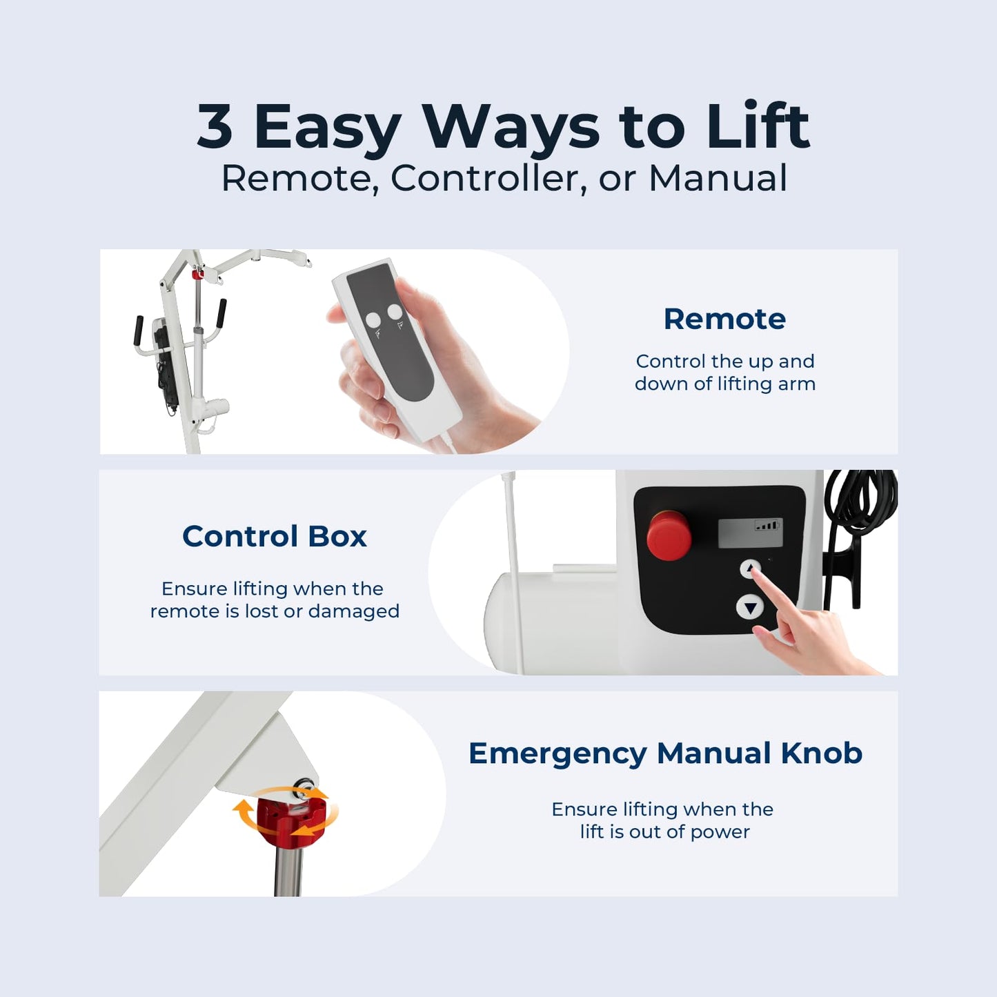 Kindtobest Electric Patient Lift for Home Use, Unfoldable Cordless Rechargeable Transfer Lift Device with Sling, 400 lbs Weight Capacity, Mobility Aid for Seniors, Disabled Individuals