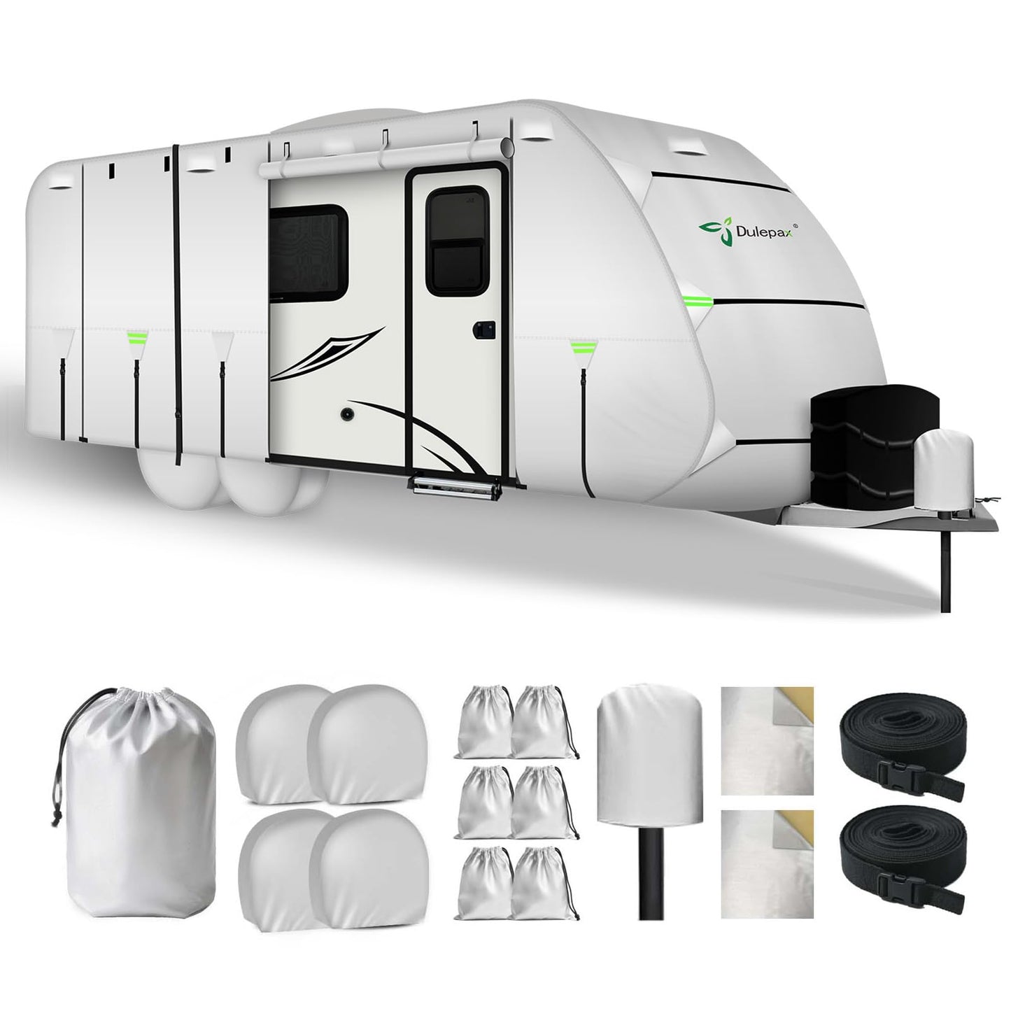 Dulepax Oxford RV Cover 27'-30' Travel Trailer Cover,Waterproof Camper Cover with 420D Oxford Fabric Anti-UV, Weatherproof, Ripstop Utility Trailer Covers