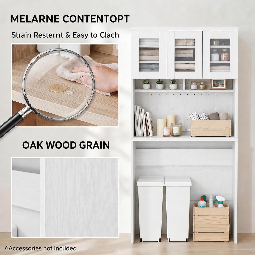 Garvee 71.5" Kitchen Cabinet with Trash Can Storage, Kitchen Trash Can Cabinet with Microwave Stand, 35.4" Wide Kitchen Pantry with Garbage Storage for Dining Room