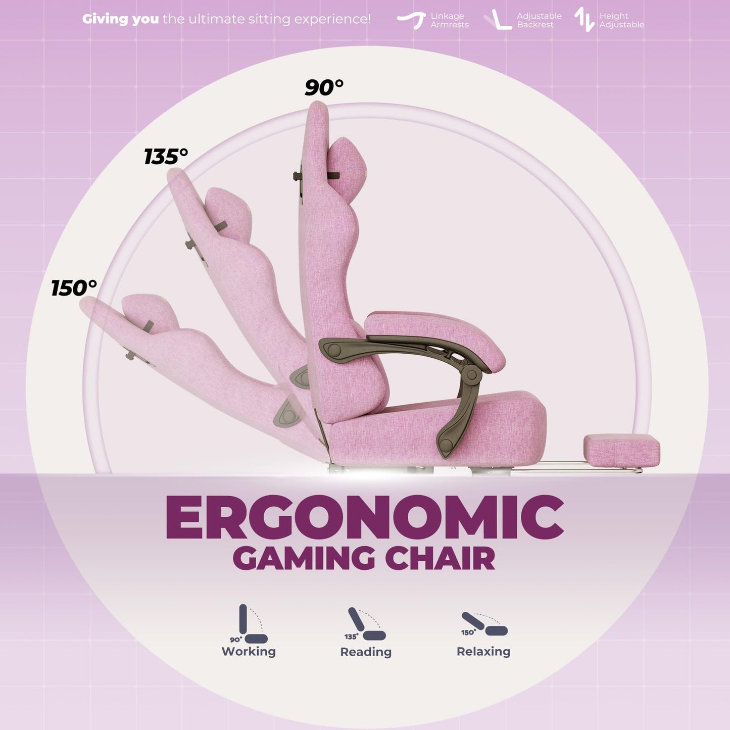 GTPLAYER Big and Tall Gaming Chair with Pocket Spring Cushion, High Back Ergonomic Computer Chair with Footrest for Adults Lumbar Support Swivel Game Chair for Office Gaming 350LBS, Fabric Pink