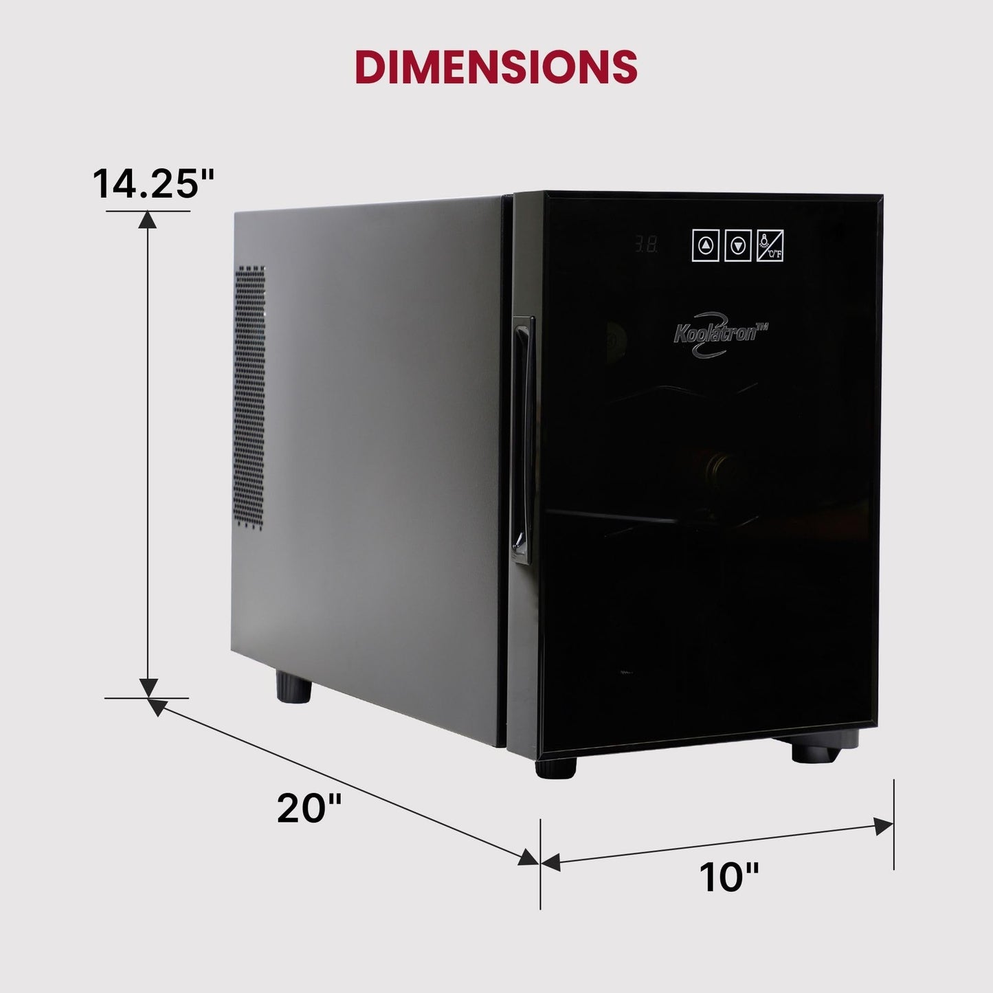 Koolatron 6 Bottle Wine Fridge – Freestanding Wine Cooler with Glass Door, 0.6 cu ft (16 L) Beverage Can Refrigerator, Digital Temperature Control, Ideal for Red, White & Sparkling Wine, Champagne