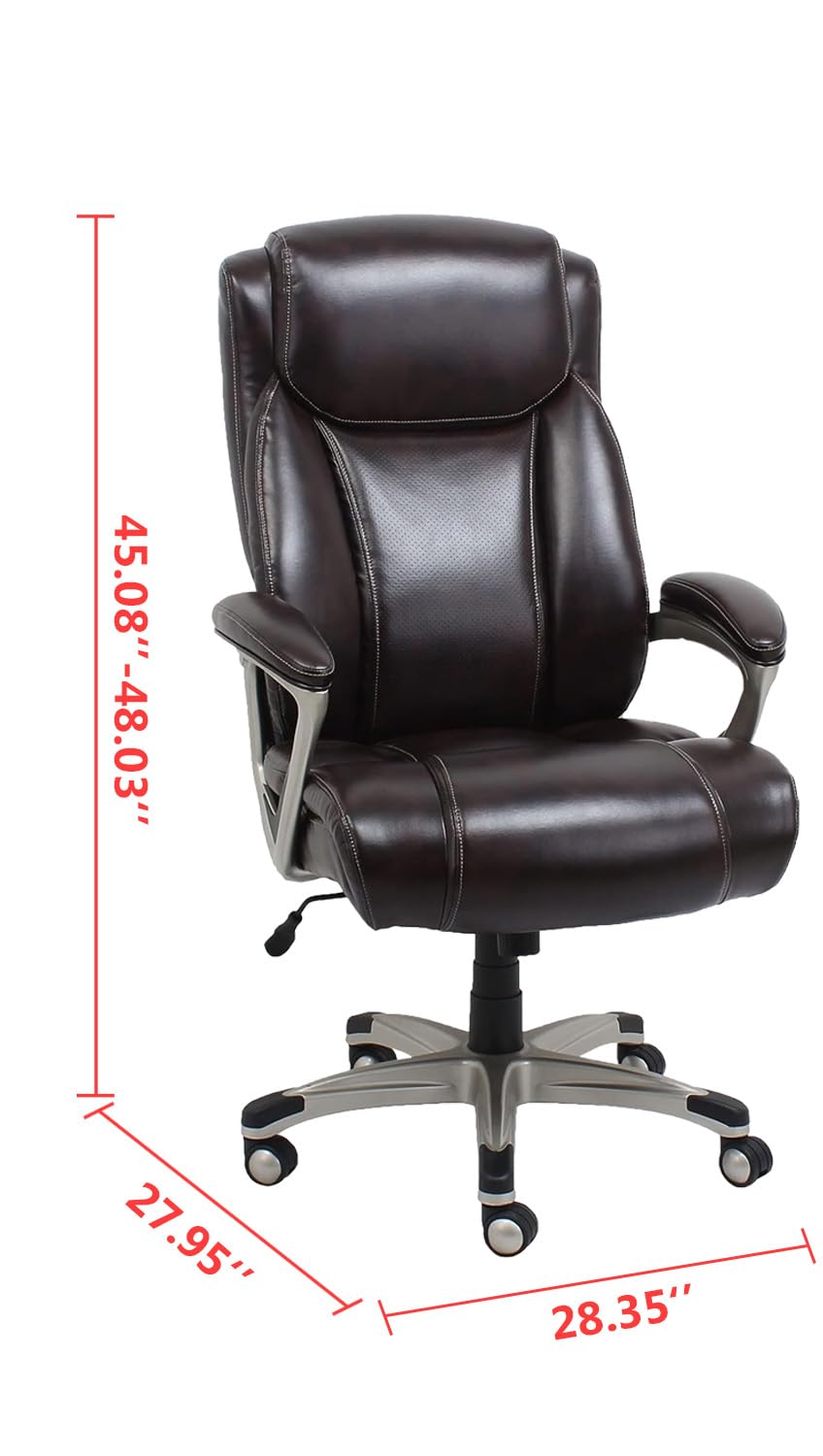 Amazon Basics Big & Tall Executive Office Chair with Lumbar Support, Adjustable Height, 350-Pound Capacity, 28.5"D x 30.25"W x 47.9"H, Black Pewter Finish