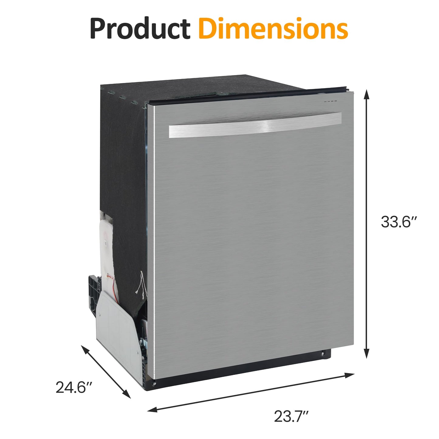 Sunvivi Built-in Dishwasher 24", 14-16 Place Settings Large Capacity Dish Washer, Stainless Steel Dishwasher Machine with Adjustable Racks, 8 Wash Programs, Energy Star Certified, Sliver