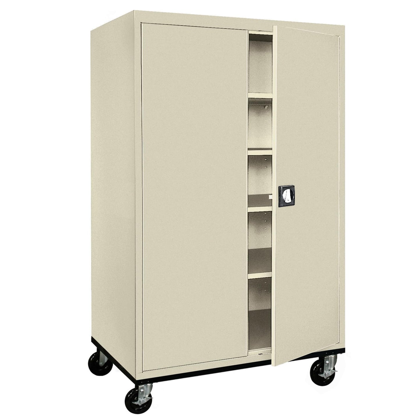 Sandusky Lee TA4R462472-07 Transport Series Mobile Storage Cabinet with Wheels, Adjustable Shelves, 230lb Capacity, 24" Depth x 46" Width x 78" Height, Putty