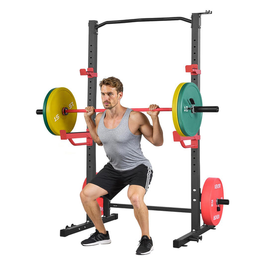 VEVOR Power Cage Squat Rack, Multifunctional Power Rack Home Gym, 1000LBS Strength Training Workout Equipment with 4 Band Pegs, Adjustable J-Hooks & Safety Bars for Barbell Squat Bench Press Pull-Up