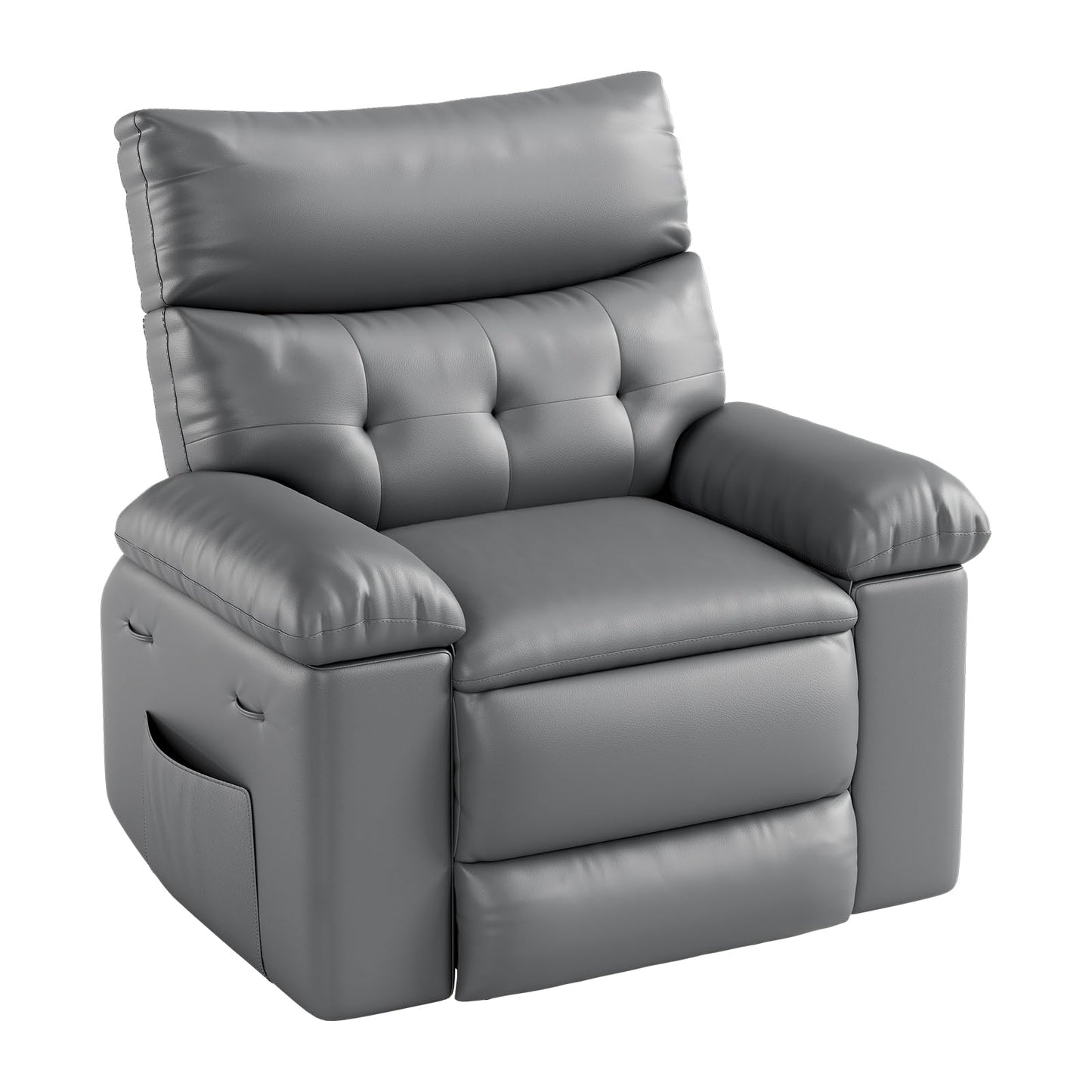 Power Recliner Chair,Rocking Recliner for Adults,Swivel Recliner with Massage,Upholstered Fabric Glider Recliner Nursery Chair,Single Sofa Seat with Side Pockets for Living Room,Grey