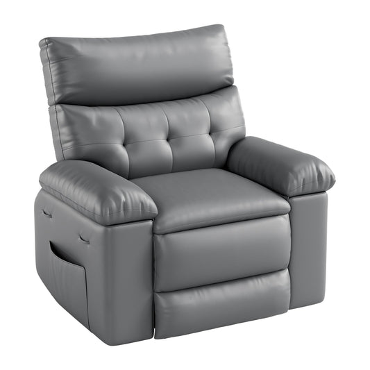 Power Recliner Chair,Rocking Recliner for Adults,Swivel Recliner with Massage,Upholstered Fabric Glider Recliner Nursery Chair,Single Sofa Seat with Side Pockets for Living Room,Grey