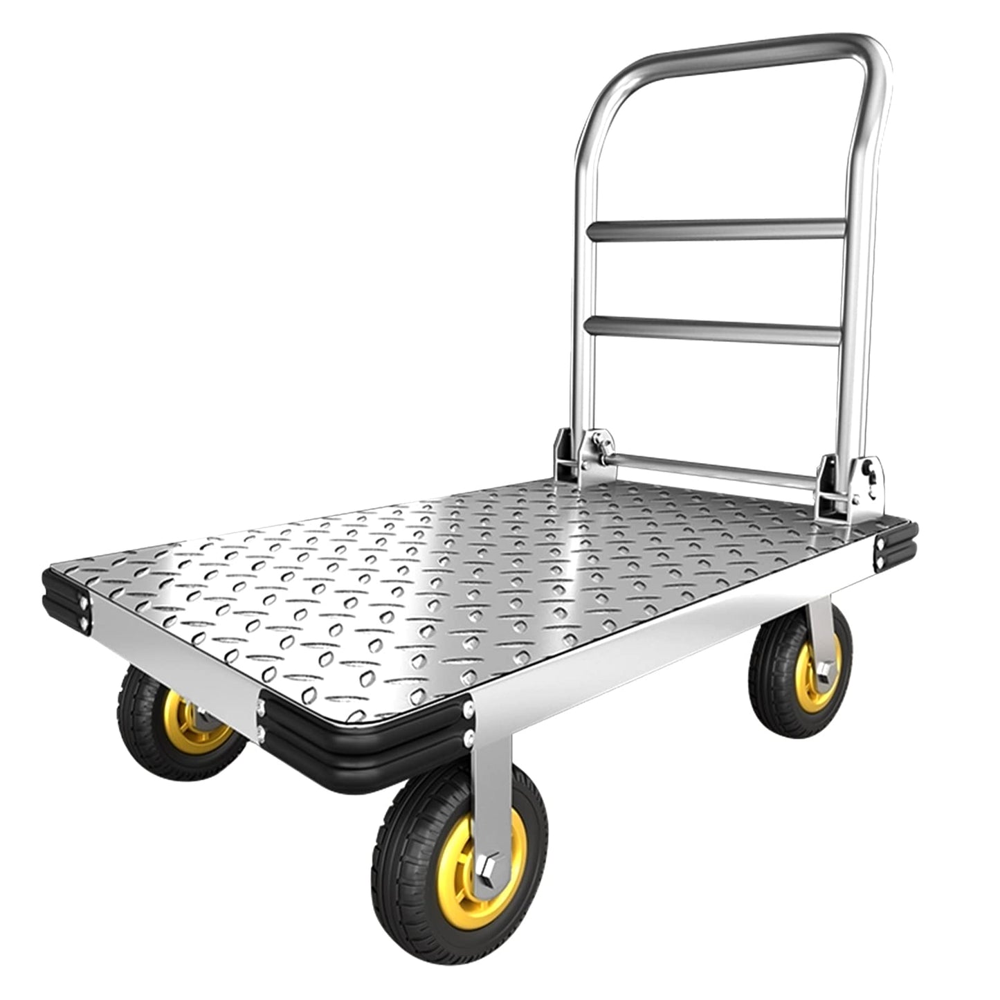 Push Cart Dolly Heavy-Duty Platform Truck Cart with Swivel Wheel 2200 LBS Capacity Foldable Flatbed Cart Large Steel Platform Dolly Cart for Groceries, Garage, Warehouse (36"X 24")