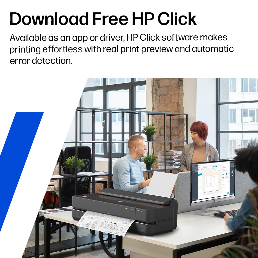 HP DesignJet T210 Large Format 24-inch Plotter Printer, for Easy CAD & Poster Prints (8AG32D)