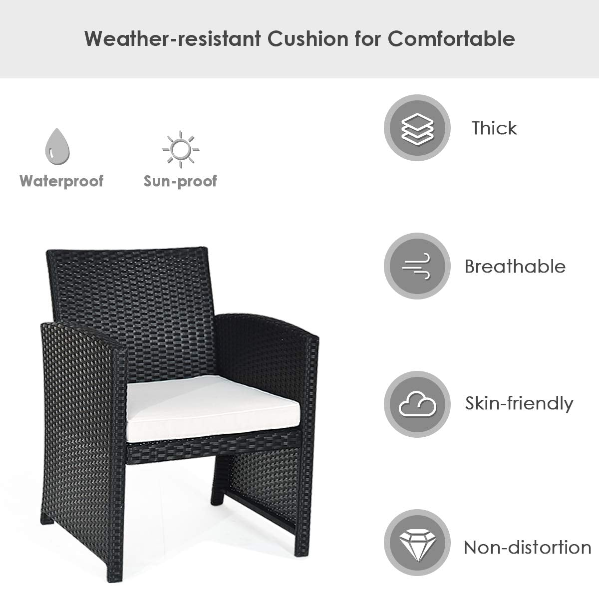 Tangkula Patio Wicker Conversation Furniture Set, Patiojoy Sofa & Table Set w/4 Seats, Outdoor Rattan Sofa Set for Balcony Backyard, Wicker Chair Set with Tempered Glass Coffee Table (1, White)