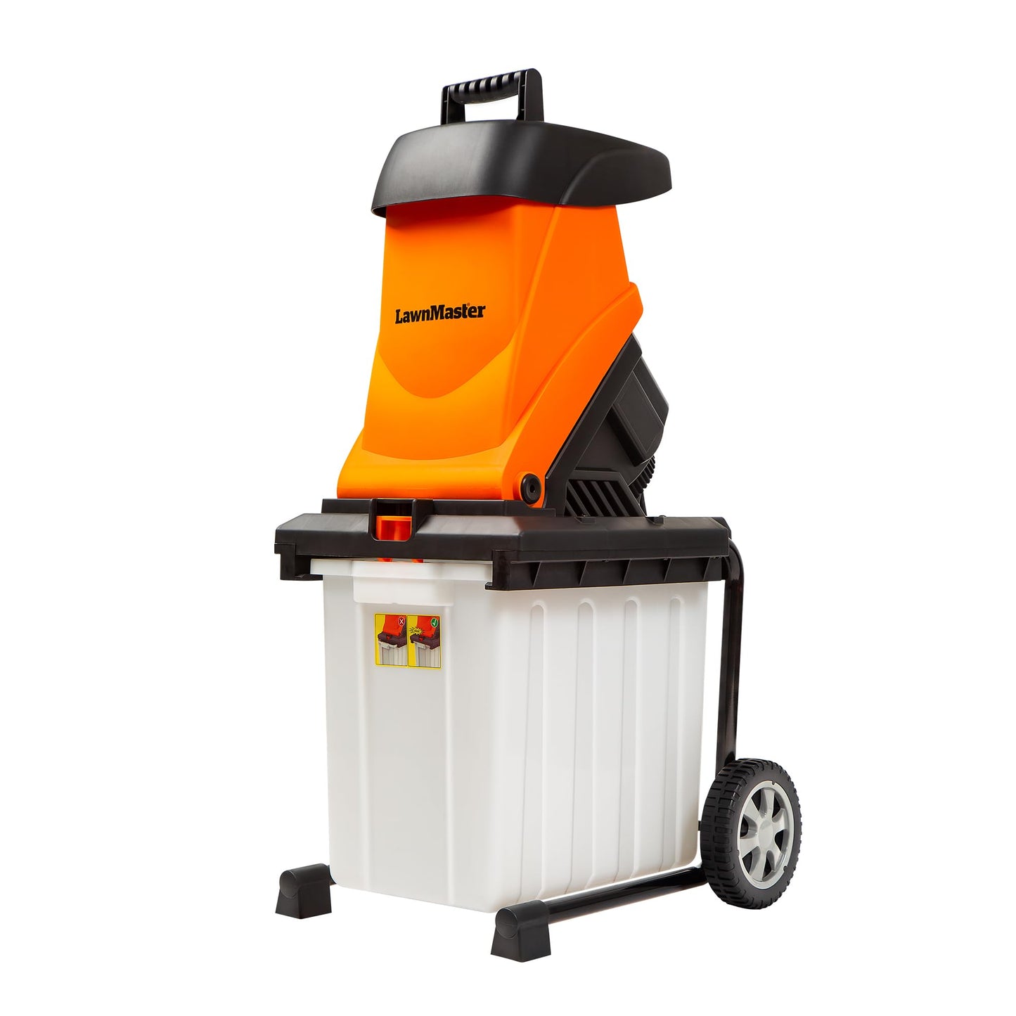 LawnMaster Wood Chipper, 15 Amp Electric Wood Chipper Shredder with Collection Bin, 1.8-Inch Cutting Diameter Max 16:1 Reduction-FD1504