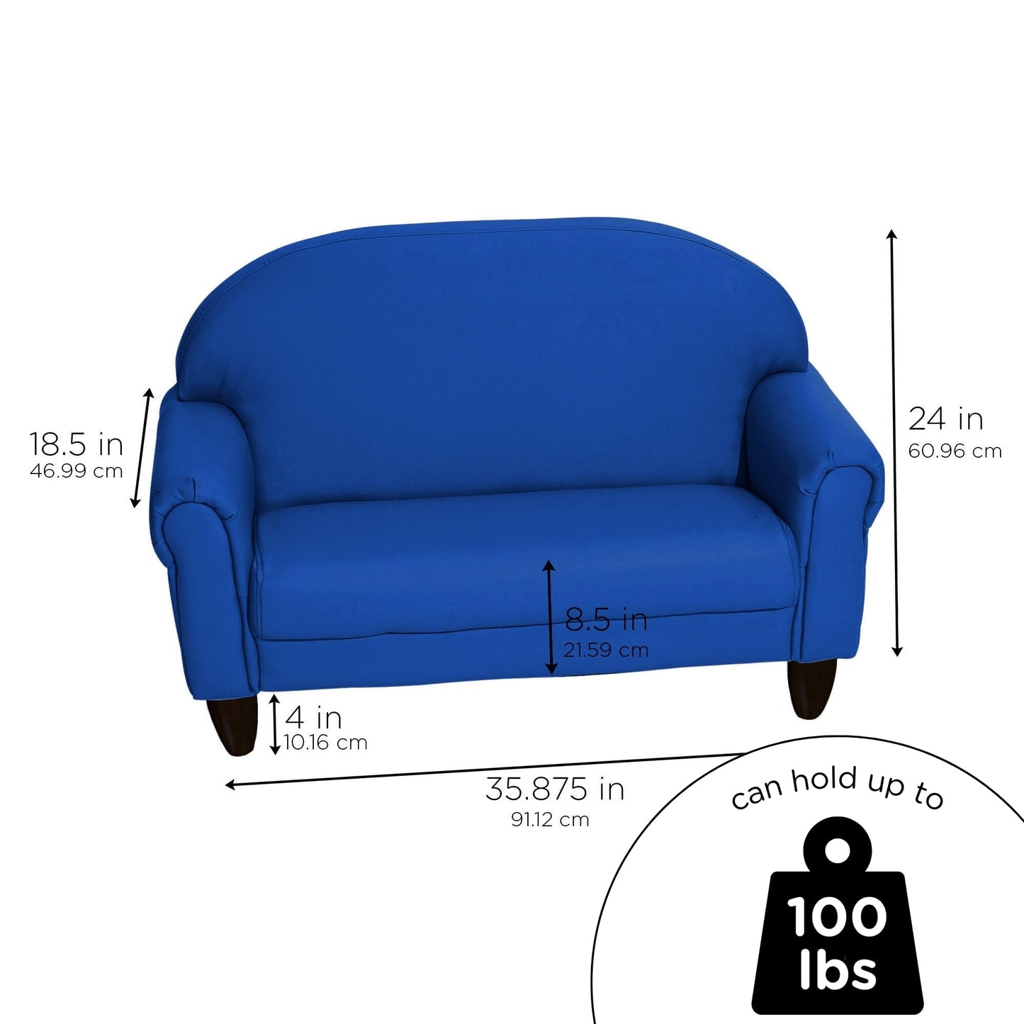 Children's Factory As We Grow Toddler Sofa, Blue, CF805-197, Flexible Seating for Daycare or Preschool, Kids Reading Couch, Playroom Furniture