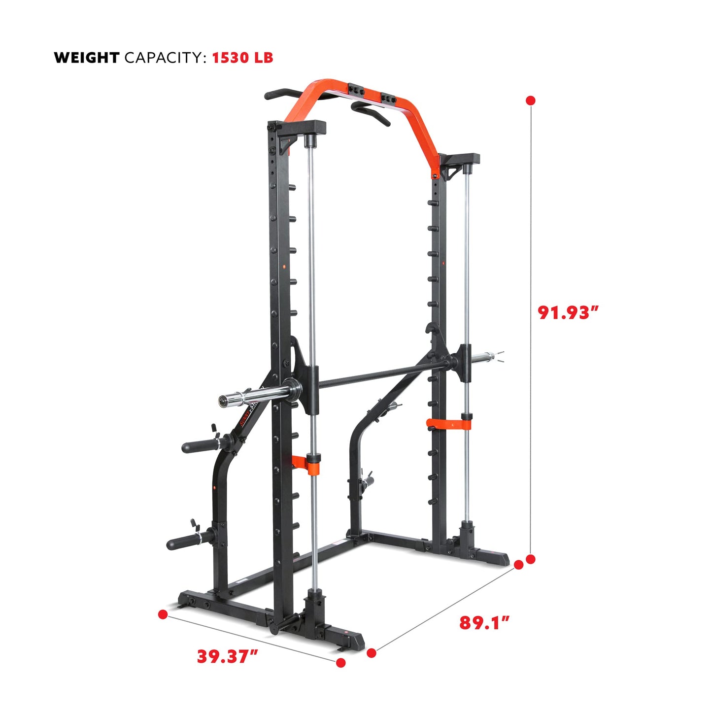Sunny Health & Fitness Premium Squat Smith Machine - 3 in 1 Multifunction Power Rack with Adjustable Pull Up Bar for Home Gym – SF-XF920021