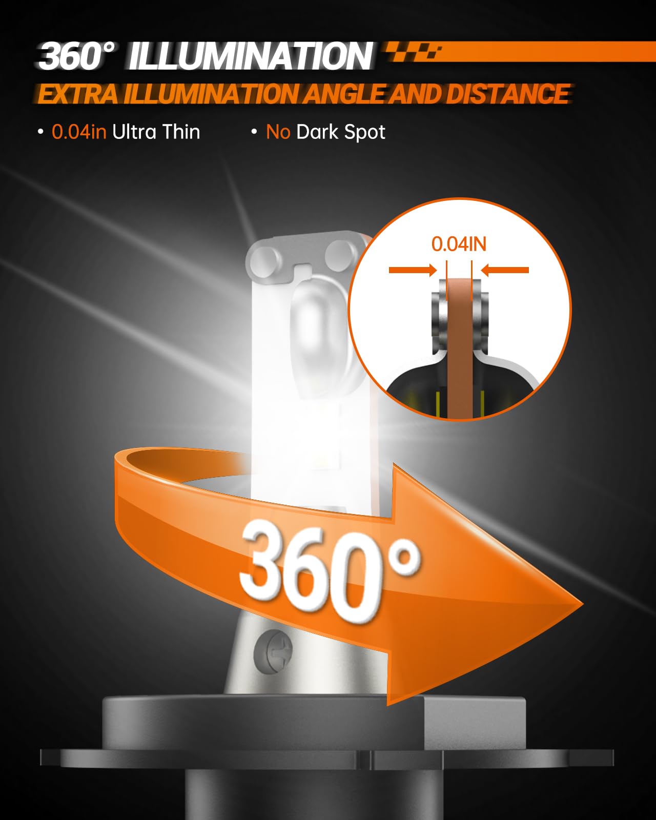 SEALIGHT H4/9003/HB2 Headlight Bulbs, 36000LM, 6000K Cool White, Aluminum, Pack of 2