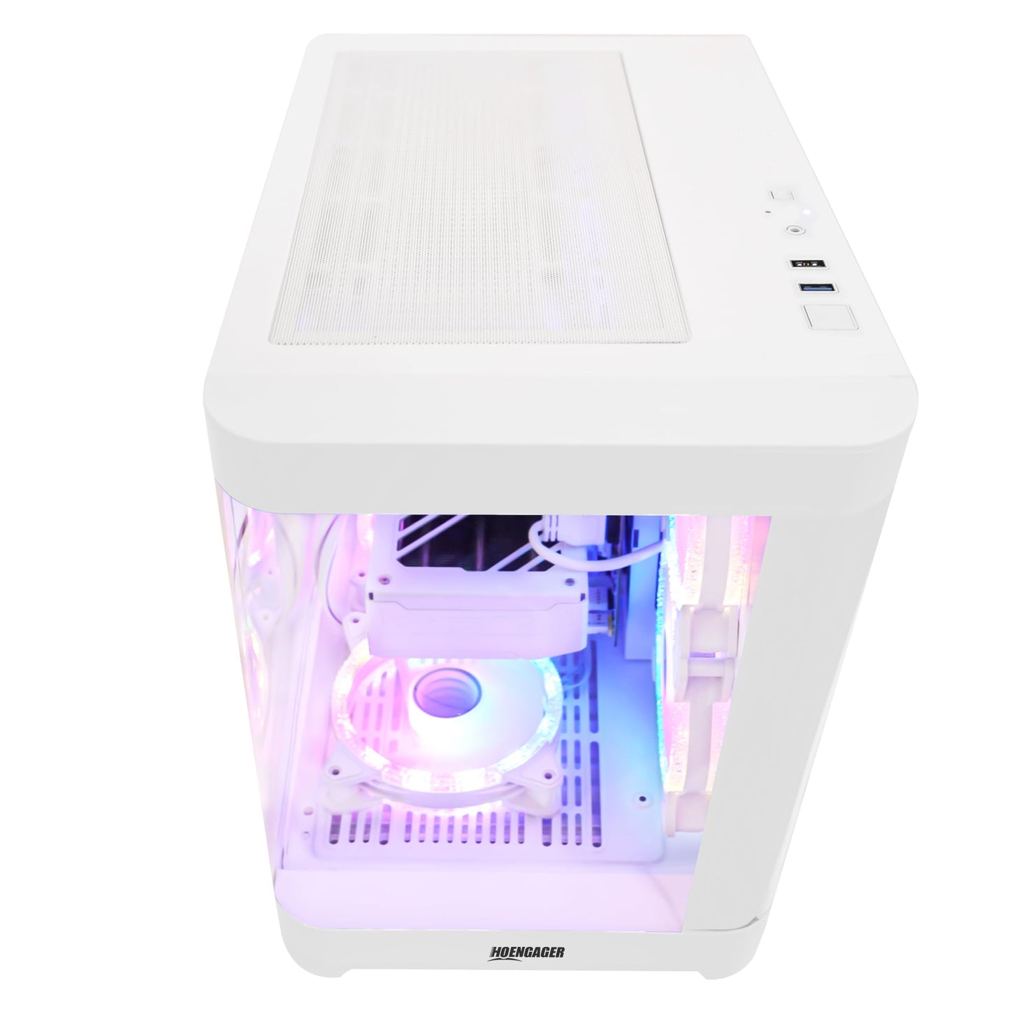 HOENGAGER Gleaming Prebuilt Gaming PC Desktop - AMD Ryzen 7 9700X - GeForce RTX 5060 (8GB) - 32GB DDR5 6000MHz - 1TB PCIe NVMe SSD - White Gaming Case, RGB Fans, Wi-Fi, Win 11