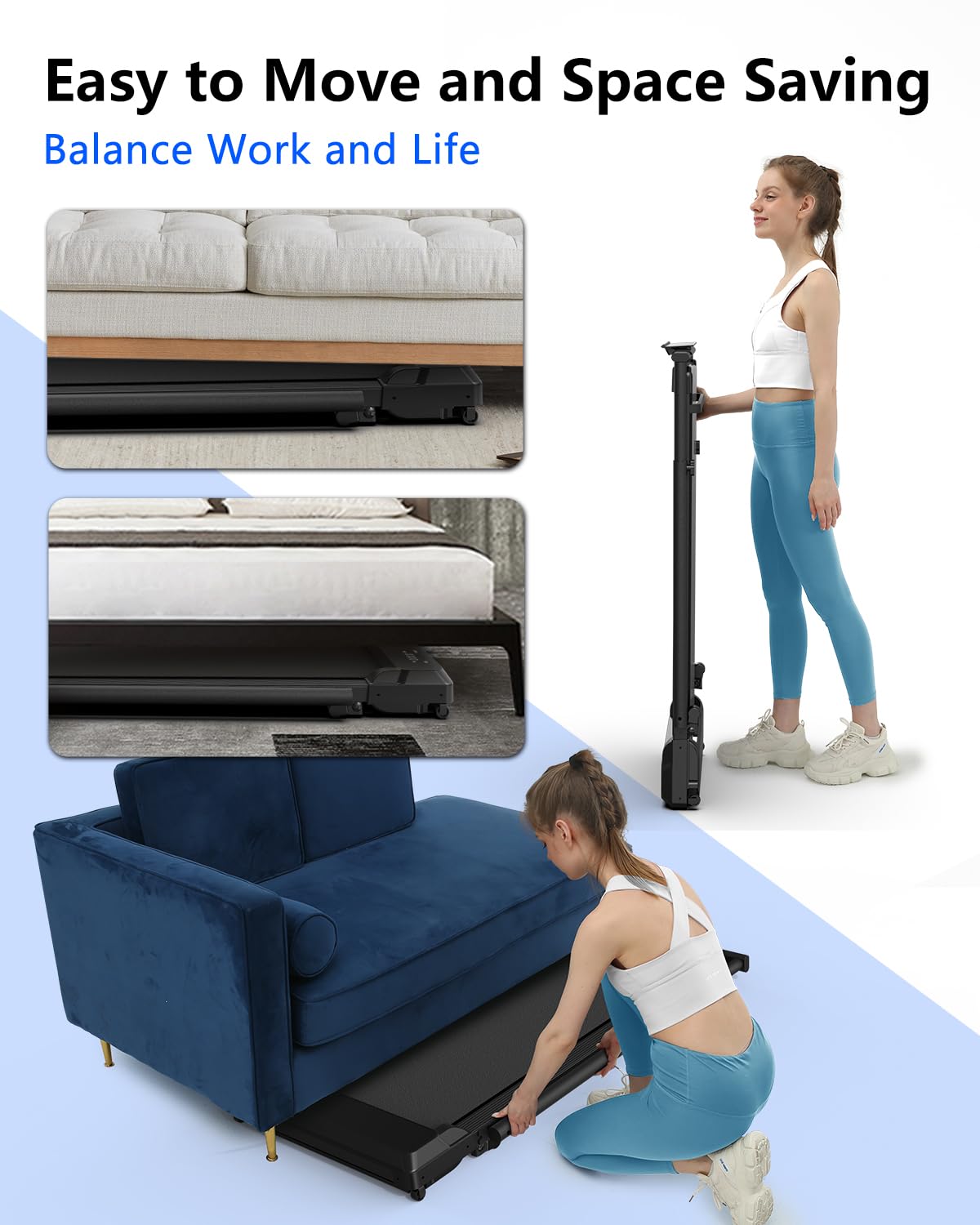 Walking Pad Treadmill with Incline,Walking Pad 300 Lb Capacity with Handle Bar, 3 in 1 Foldable Under Desk Treadmills for Home Small Office