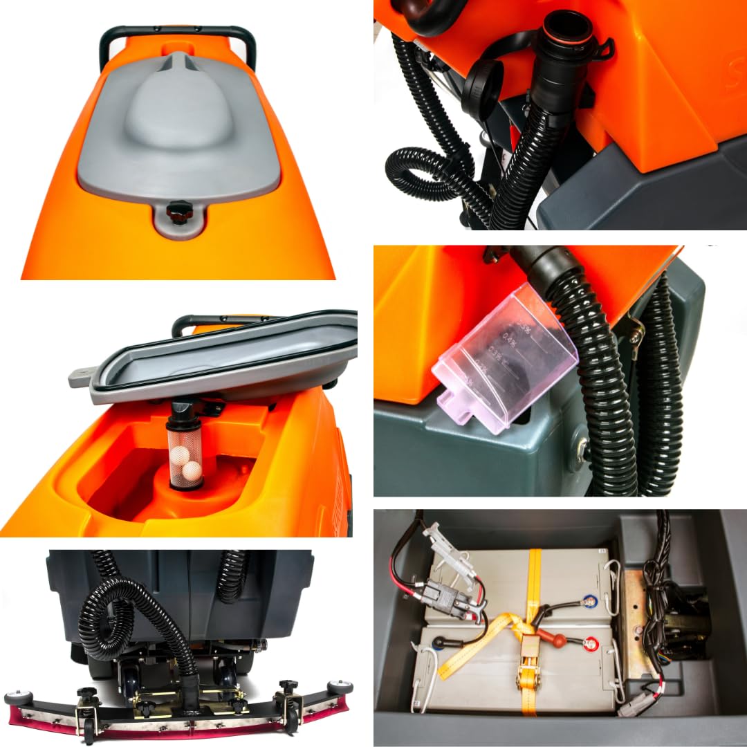 SUNMAX 34" Self-Propelled Commercial Floor Scrubber Machine, 33-Gal Tank, 75000 sp.ft./H Efficiency, Ideal for Large-area Cleaning