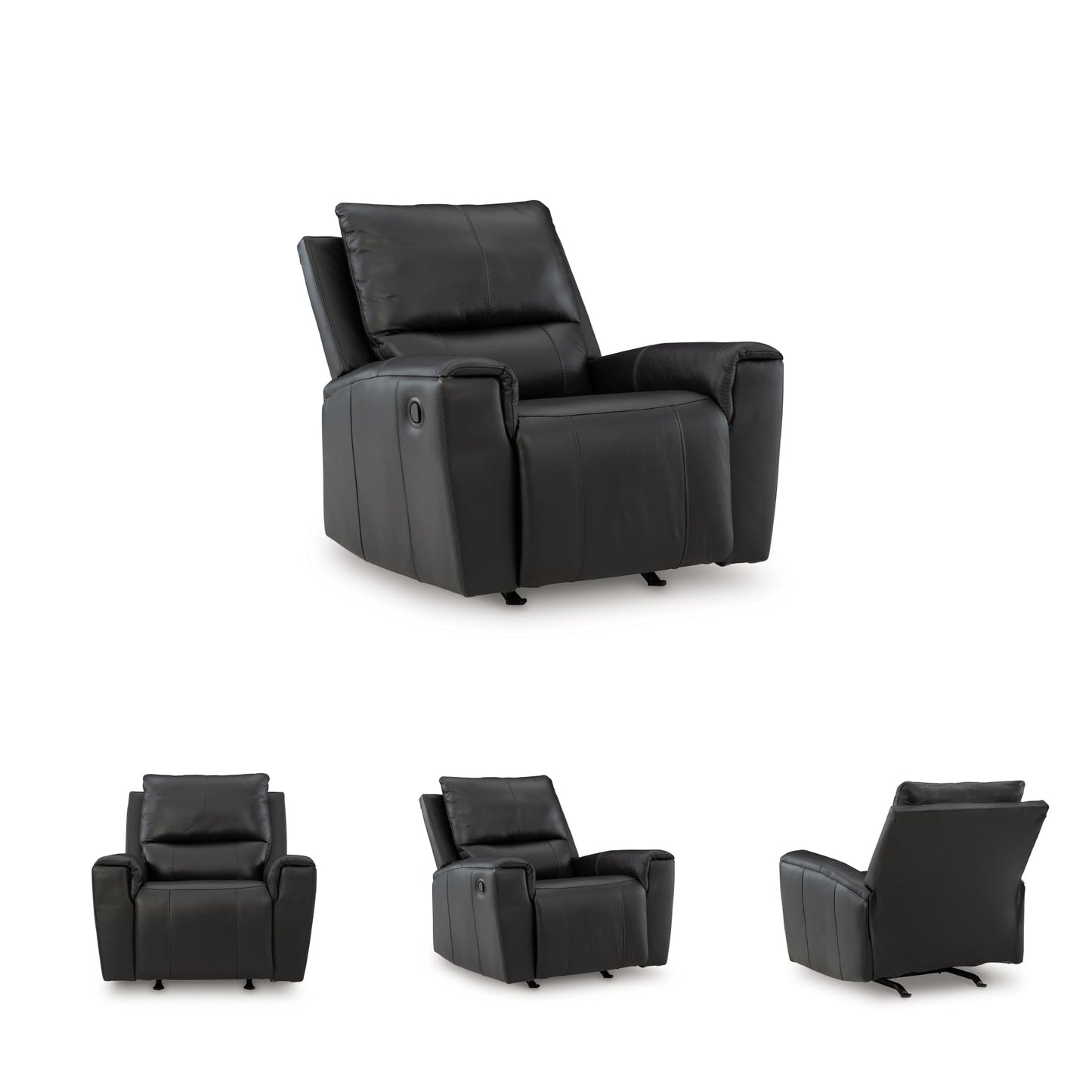 Signature Design by Ashley Glassmere Contemporary Leather Match Rocker Recliner with Arm Rest, Black