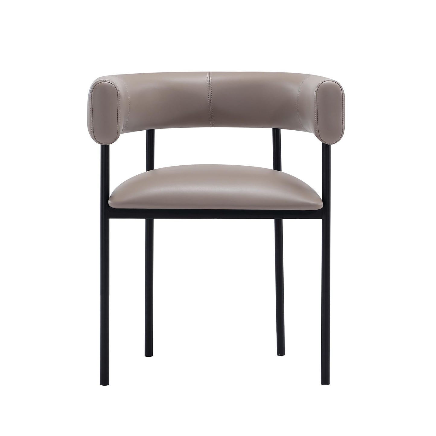 Manhattan Comfort Onda Dining Chair Upholstered in Vegan Leather, Metal Frame with Wraparound Backrest, Modern Seating for Kitchen Counter and Table, Taupe