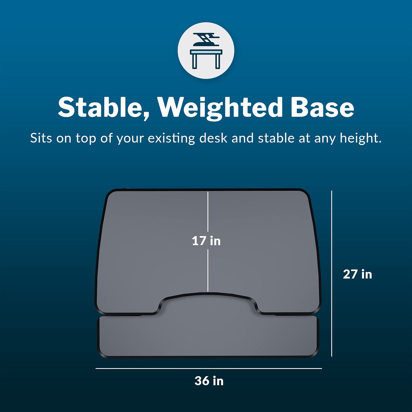 Vari - VariDesk Essential 36 - Two-Tier Standing Desk Converter for Monitor & Accessories - Height Adjustable Sit Stand Desk - Fully Assembled Monitor Riser for Home Office - 36" Wide, Black
