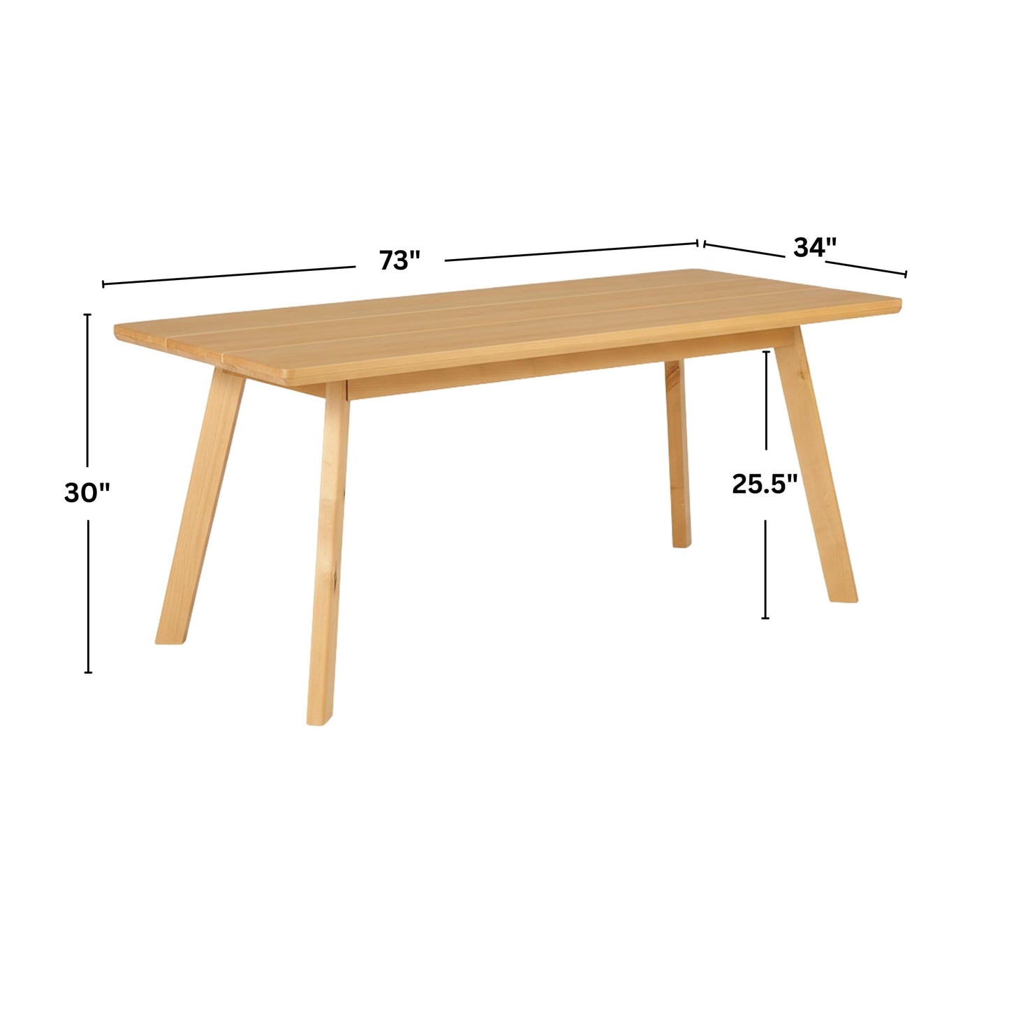 Alaterre Furniture Shelburne Dining Table for 4-6 – Modern Farmhouse 73-Inch Dining Table with Rectangular Wood Top, Solid Birch Legs, and Maple Veneer for Kitchen and Dining Room