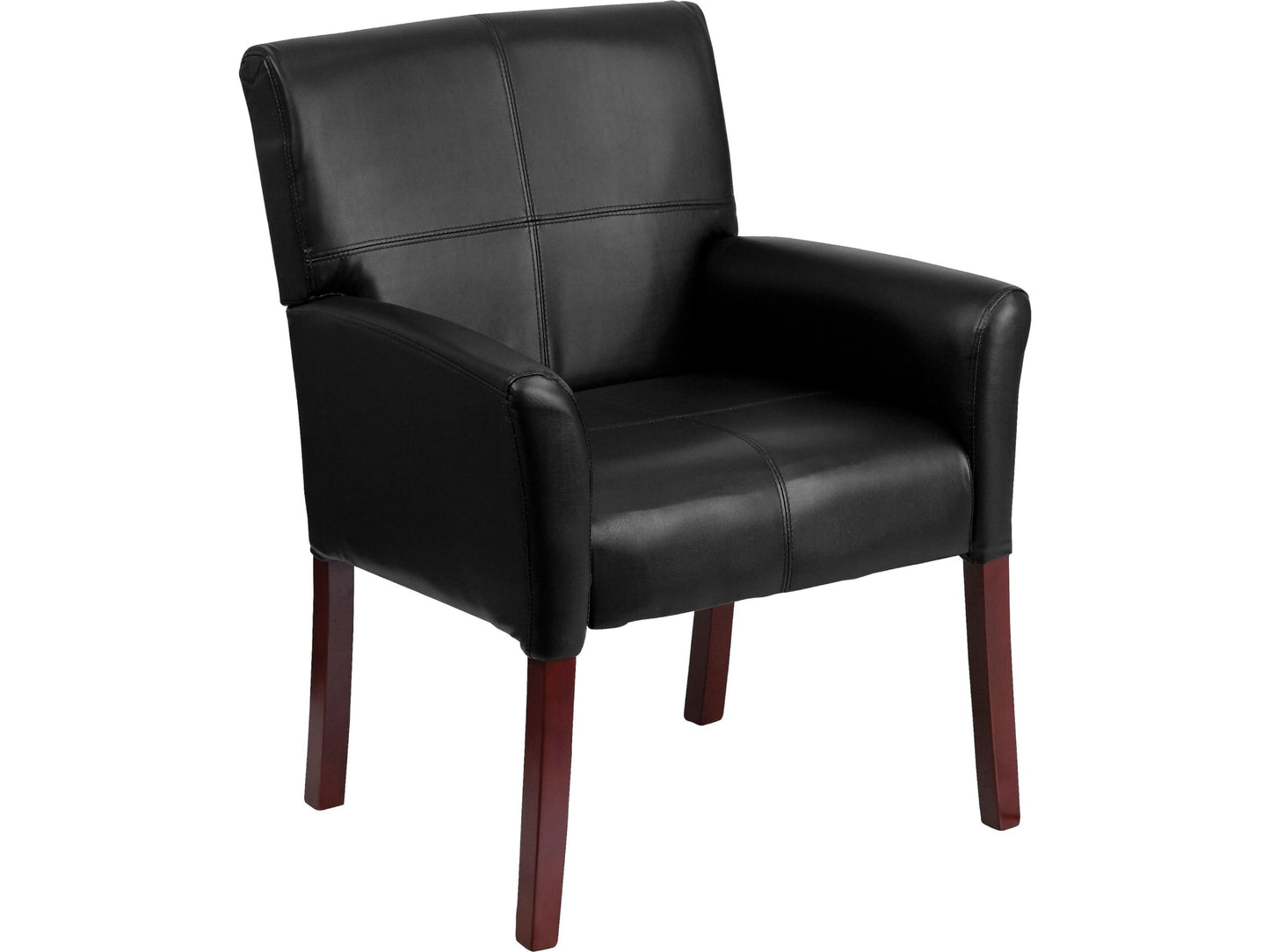 Flash Furniture Taylor LeatherSoft Upholstered Executive Side Reception Chair, Lobby Chair with Cushions and Padded Arms, Black