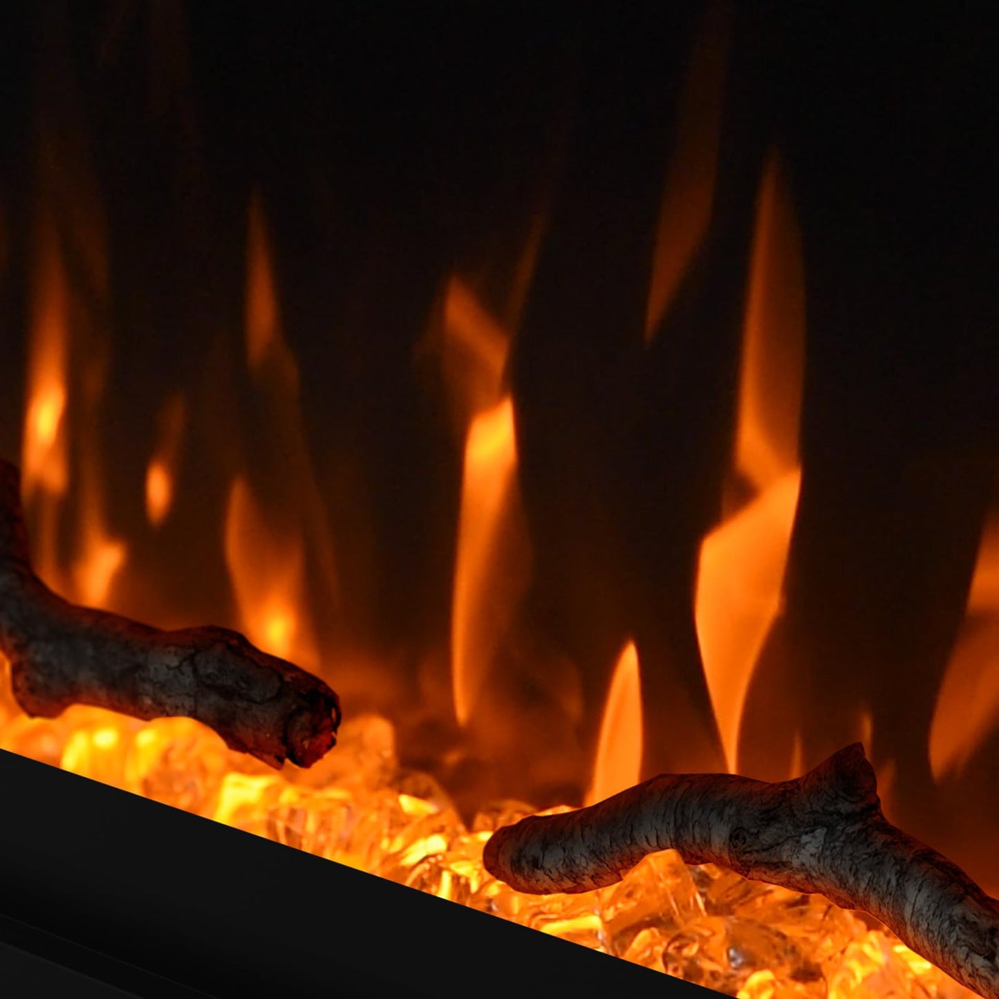 60 inch Electric Fireplace, 4.3" Ultra-Thin Electric Fireplace Inserts, Ultra-Narrow Frame, Wall Mounted and Recessed Fireplace, Log & Crystal, Touch Screen & Remote Control, 1500W