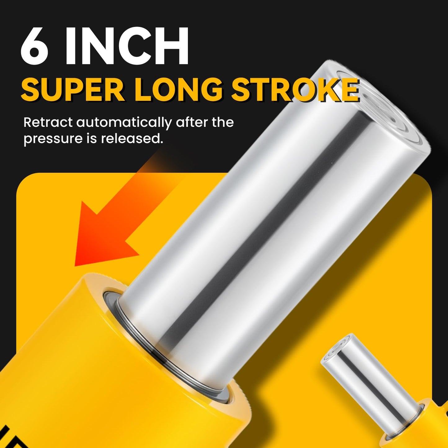 NEWTRY 50 ton Hydraulic Jack Cylinder Long Jack 6” Stroke Portable Hydraulic Ram Industrial Lifting Jack Porta Power Retract Automatically