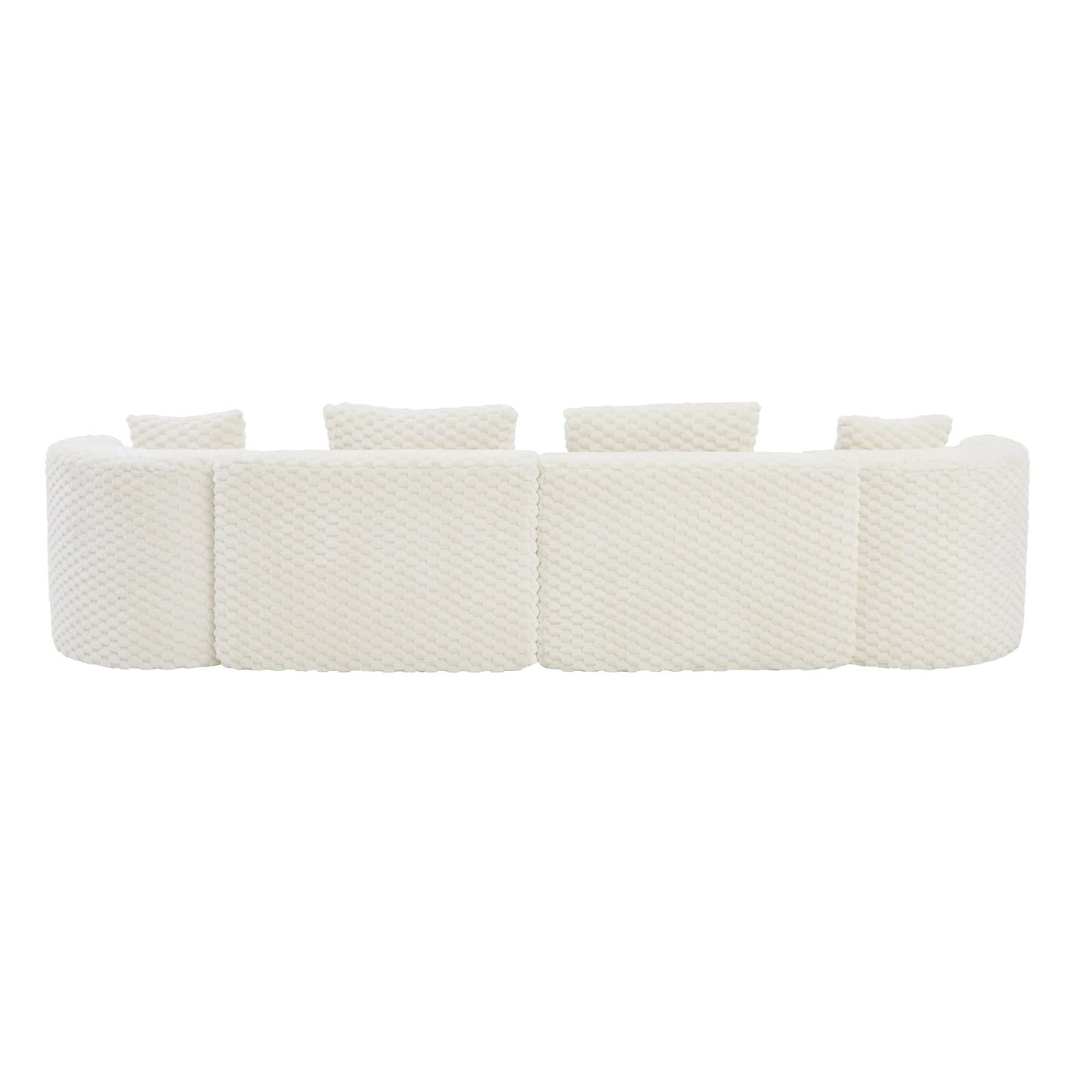 Merax 138" Curved Modular Sectional Sofa Set, Compressed 4 Seat Bubble-Velvet Boneless Sectional Couch Sofa with Deep Seat & Pillow, Comfy Cloud Soft Couches for Living Room, Easy Assembly, White
