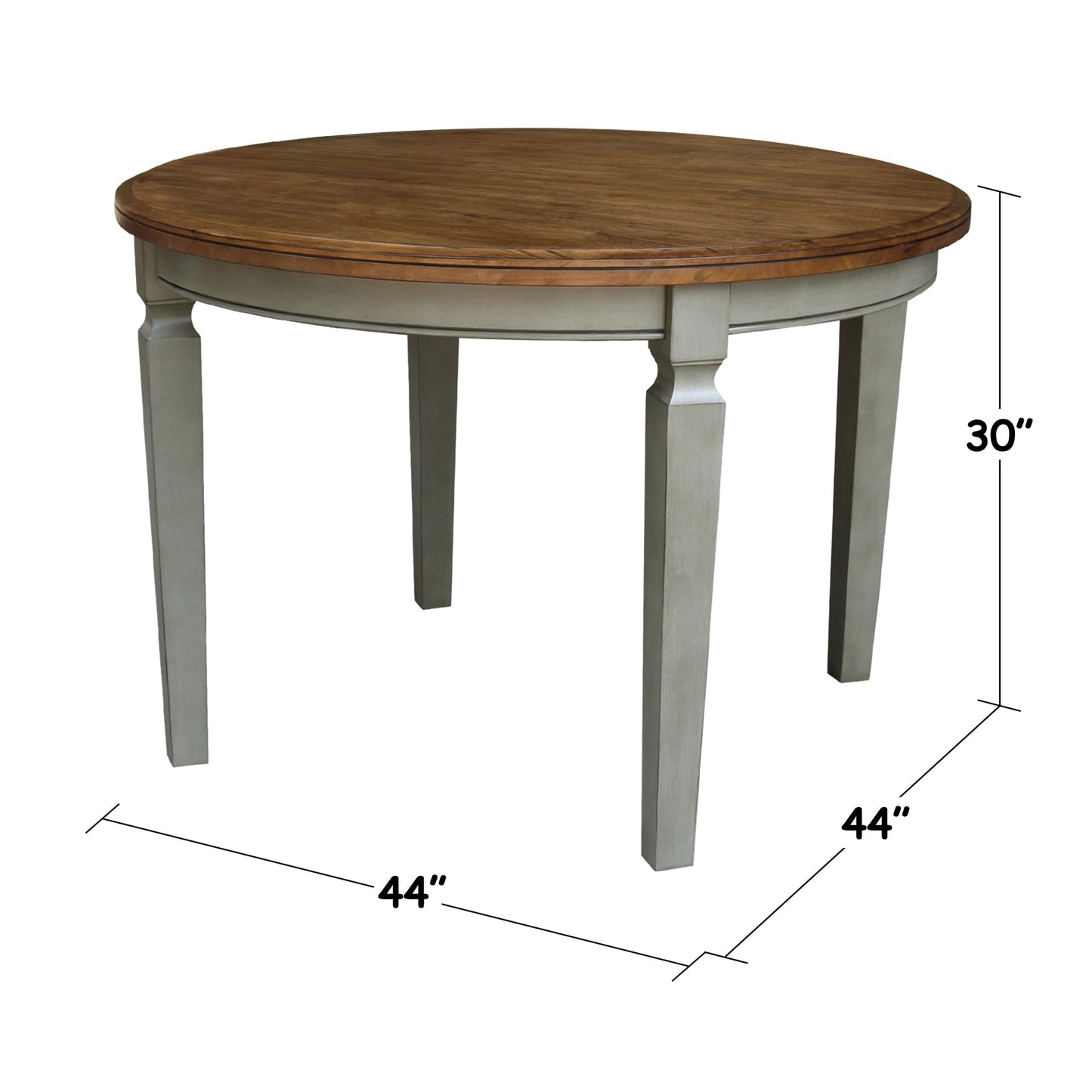 IC INTERNATIONAL CONCEPTS 44 x 44 in Round Top Solid Wood Dining Table in Hickory/Stone