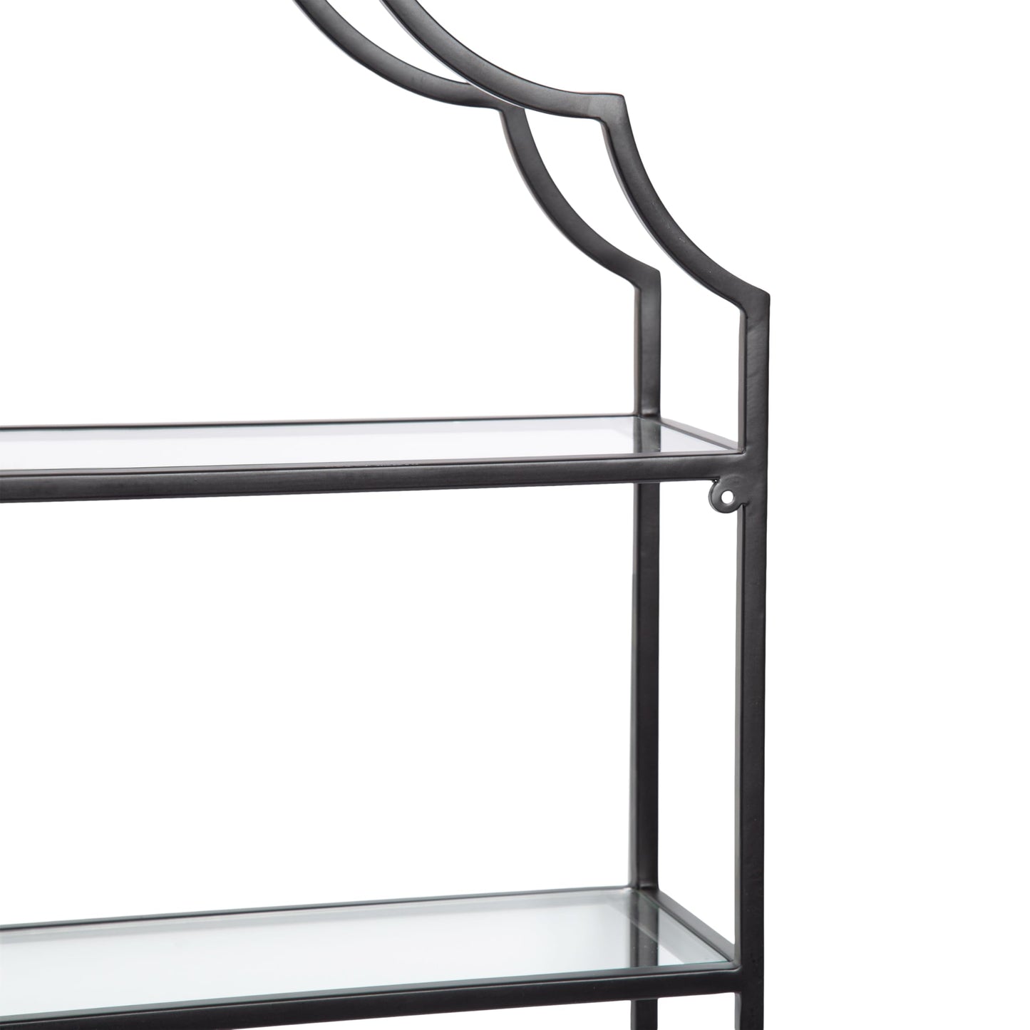 Kate and Laurel Leanna Glam Scalloped Three-Tiered Wall Shelf, 20 x 6 x 32, Black, Decorative Floating Shelf Storage and Wall Organizer for Bathroom Over Toilet Storage or Display