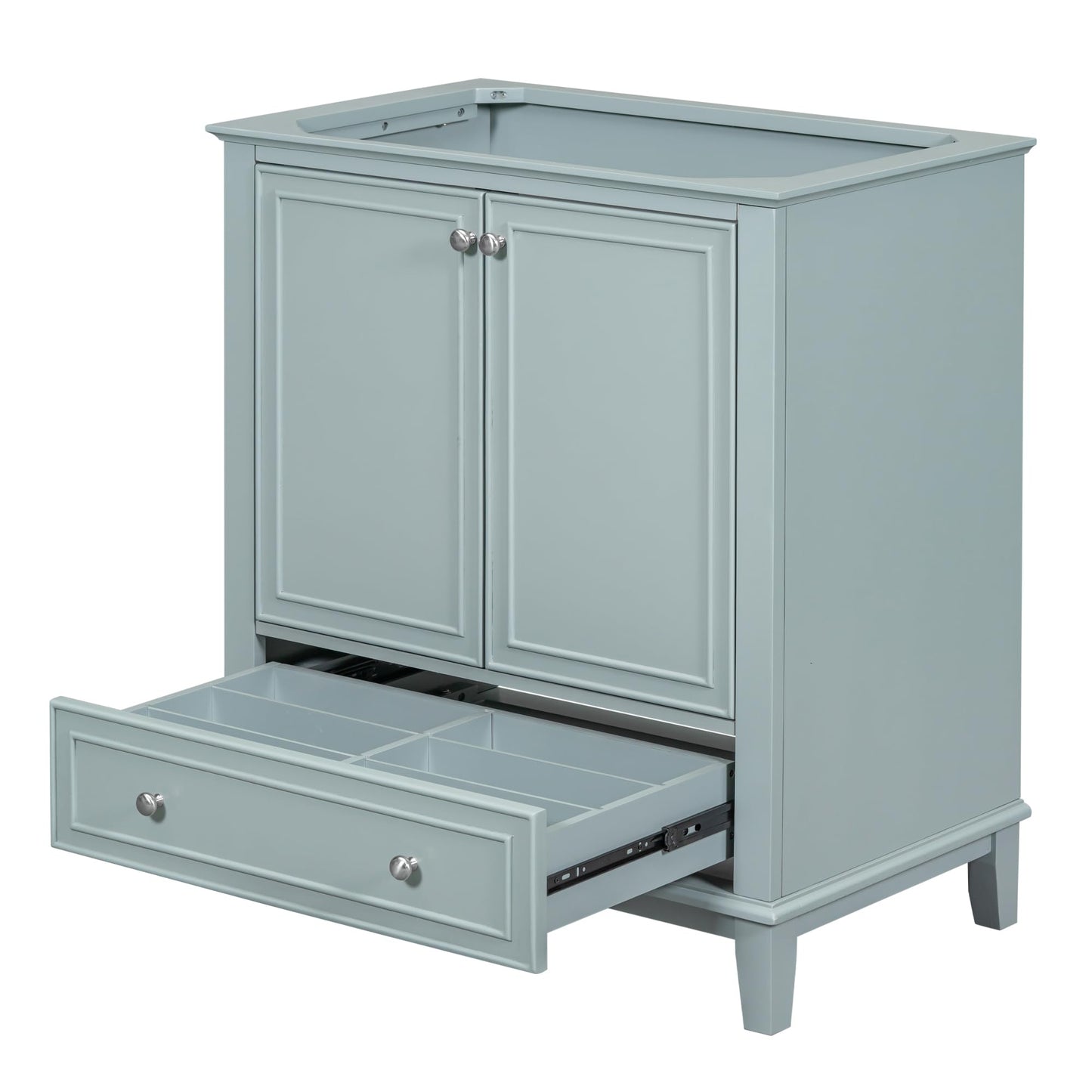 Acosure 30" Bathroom Vanity Without Sink,Base Only,Solid Wood Cabinet Set with Doors and Drawer,Adjustable Shelf,Removable Panel,Easy to Install,Green