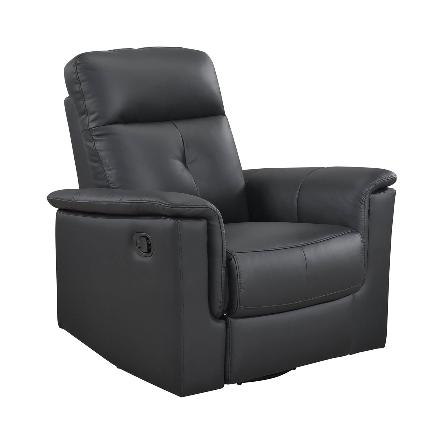 Lexicon Swivel Glider Recliner Chair, Comfy Nursery Glider, Top Grain Leather Match Recliner, Manual Reclining Chair for Living Room/Office/Apartment, Black