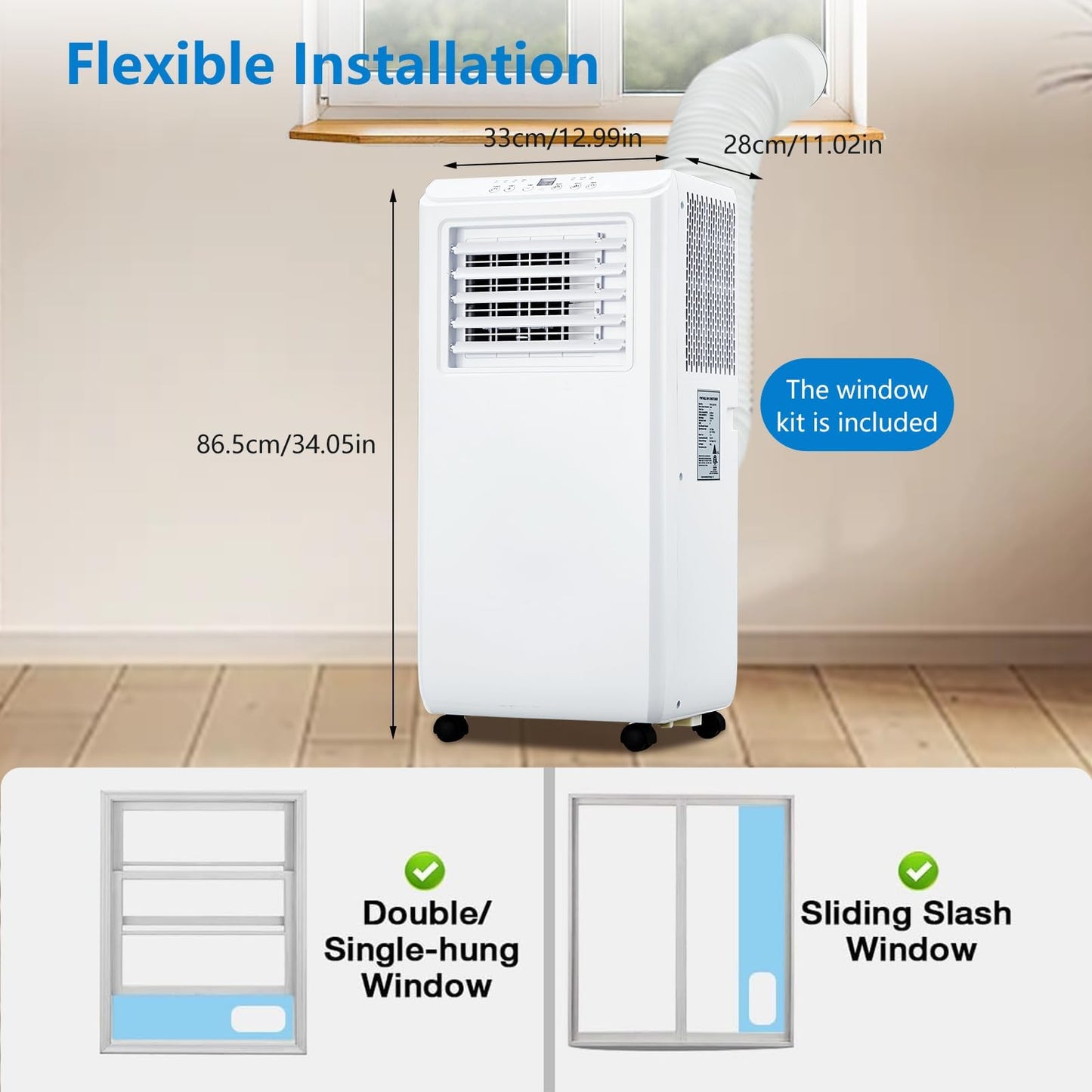 10000 BTU Portable Air Conditioners, 3 in 1 Cools 600 Sq.Ft, Quiet AC with Fan & Dehumidifier, LED Display, Remote & 24H Timer, for Bedroom/Dorms/Apartments, Window Kit Included