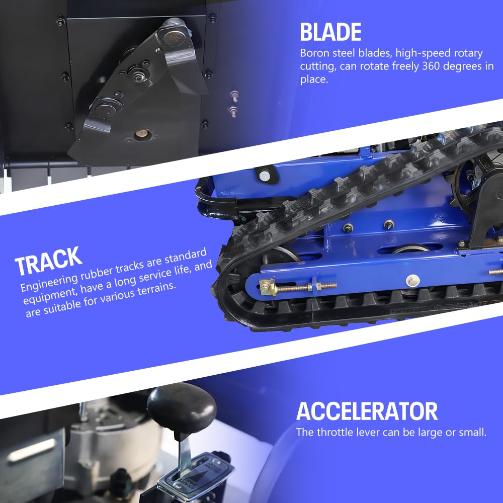 Infront Remote Control Lawn Mower with Snow Plow, Crawler Track All-Terrain System, Hybrid Oil-Electric Power for Steep Slopes and Large Lawns, Adjustable Cutting Height