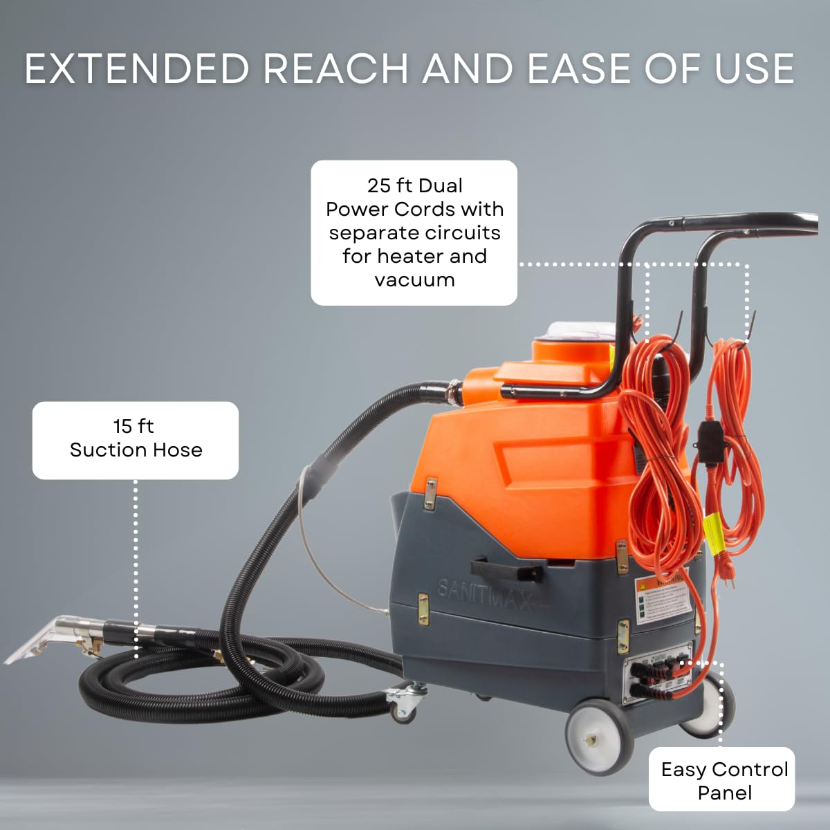 Commercial Heated Carpet & Upholstery Extractor Machine, 160 PSI Hot Water Cleaner, 1.34 HP Vacuum, 149°F Heater, 4.8-Gal and 5.3-Gal Dual Tanks for Auto Detailing, Furniture & Carpet