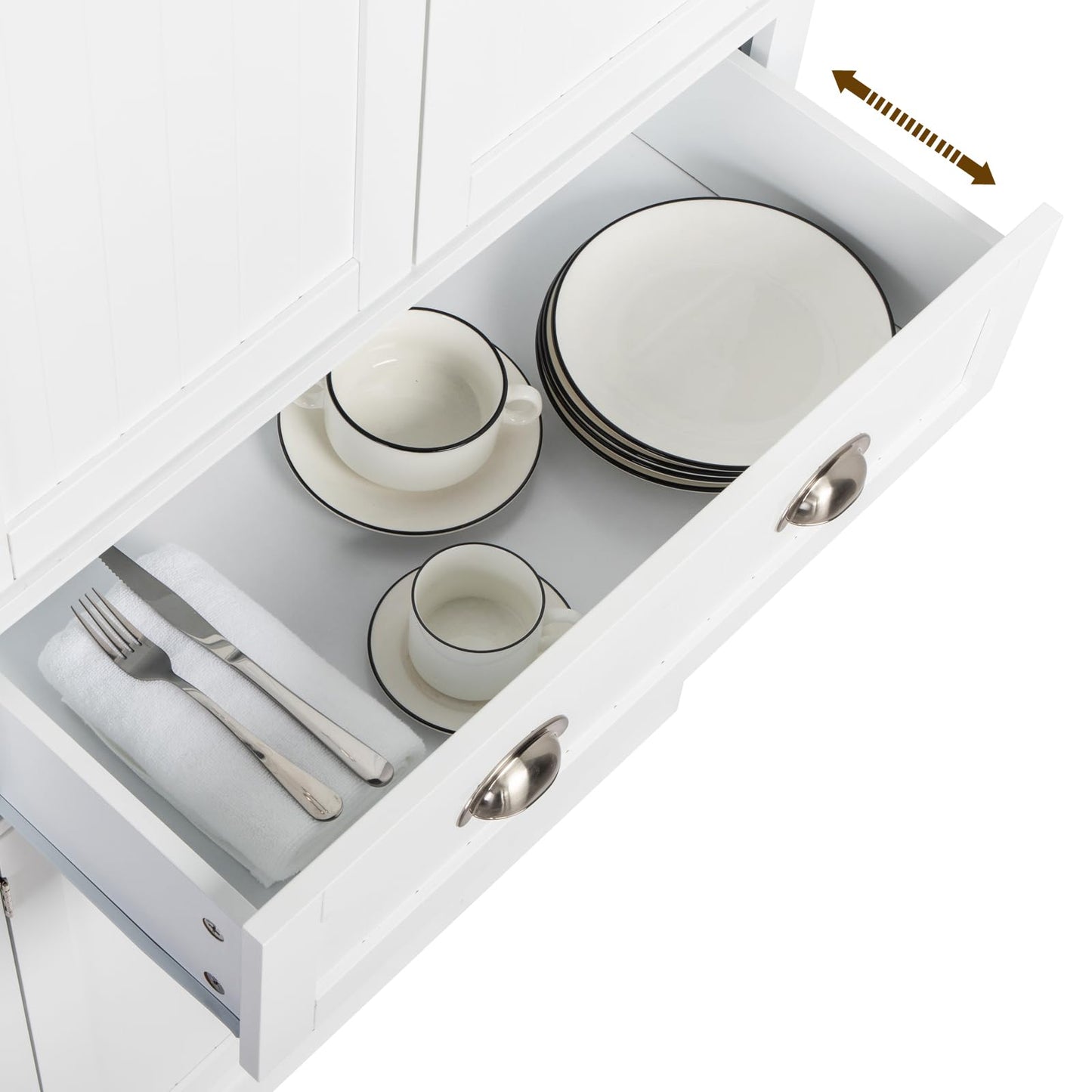 VINGLI 71-Inch White Storage Cabinets with Drawers, Freestanding Pantry Cabinets with Doors and Shelves Adjustable, Wood Farmhouse Kitchen Pantry Cupboard