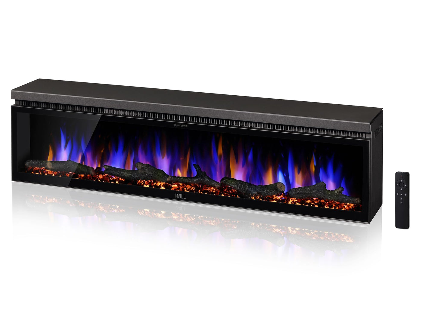 WALL FLAMEBAR Electric Fireplace Freestanding, Wall Mounted, Moves with TV Stand – WiFi Enabled,750/1500W Heater, 1500 Flame Color Combinations, for Living Room or Bedroom, Modern 40" Wide