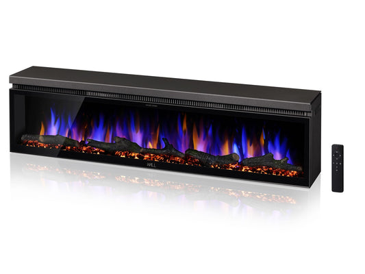 WALL FLAMEBAR Electric Fireplace Freestanding, Wall Mounted, Moves with TV Stand – WiFi Enabled,750/1500W Heater, 1500 Flame Color Combinations, for Living Room or Bedroom, Modern 40" Wide
