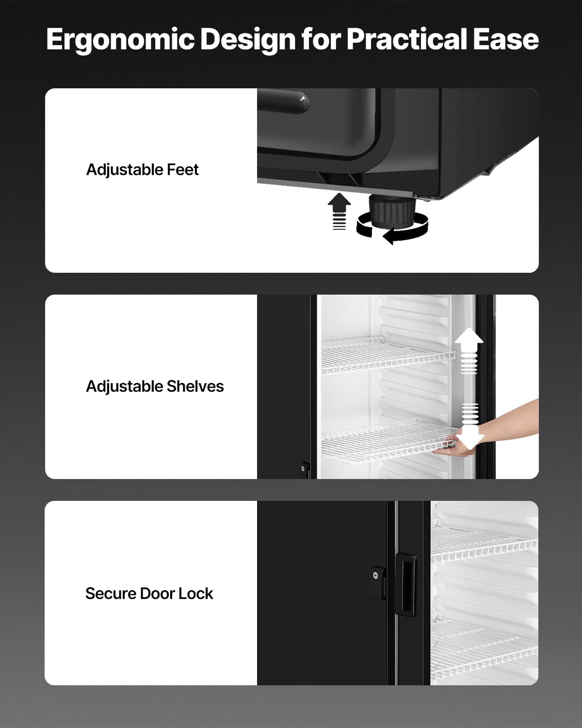 VEVOR Commercial Merchandiser Refrigerator, 12.2 CU.FT Glass Door Display Refrigerator, Beverage Cooler Merchandiser with Adjustable Shelves, Soft LED Light, Customizable Lightbox, Black