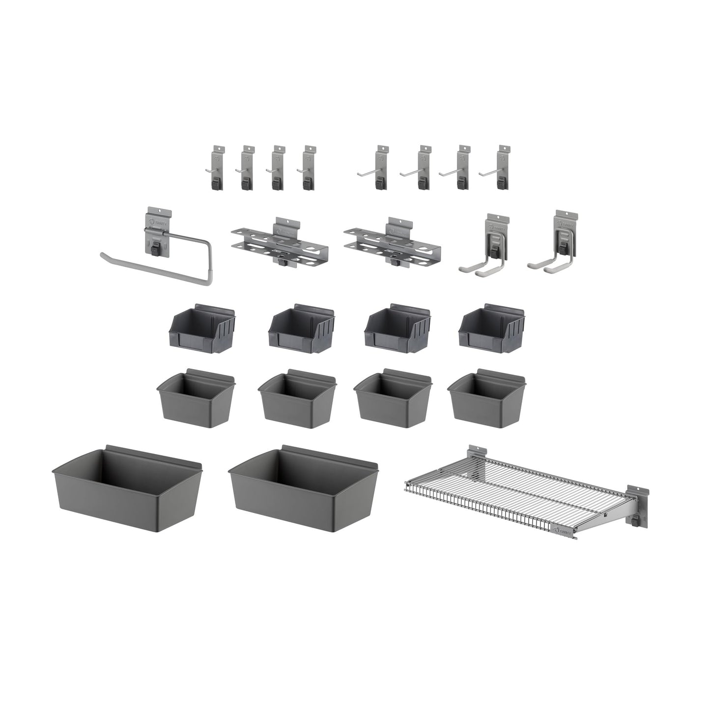 TRINITY 48 Sq Ft Modular Slatwall Panels Kit, Garage Organization and Storage System, Includes 24 Garage Organizer Accessories, 3600 lb Total Capacity, White PVC, Stud Mount Hardware Included
