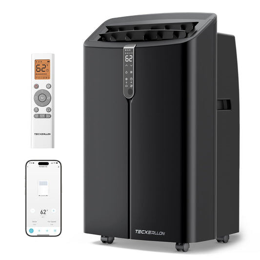 TECXERLLON 16,000 BTU Portable Air Conditioner with App & Remote Control, Cools up to 850 Sq. Ft., 4-in-1 Smart AC Unit with Dehumidifier, Fan, Sleep Mode, Self-Evaporating Design & Window Kit