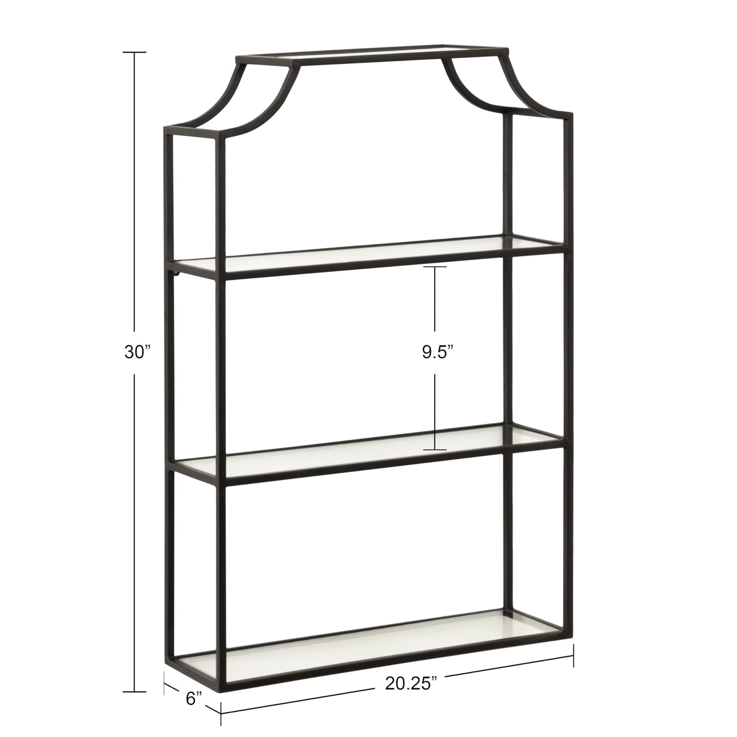 Kate and Laurel Ciel 3 Tiered Wall Shelf, 20 x 30, Black, Decorative Floating Shelf Storage and Wall Organizer