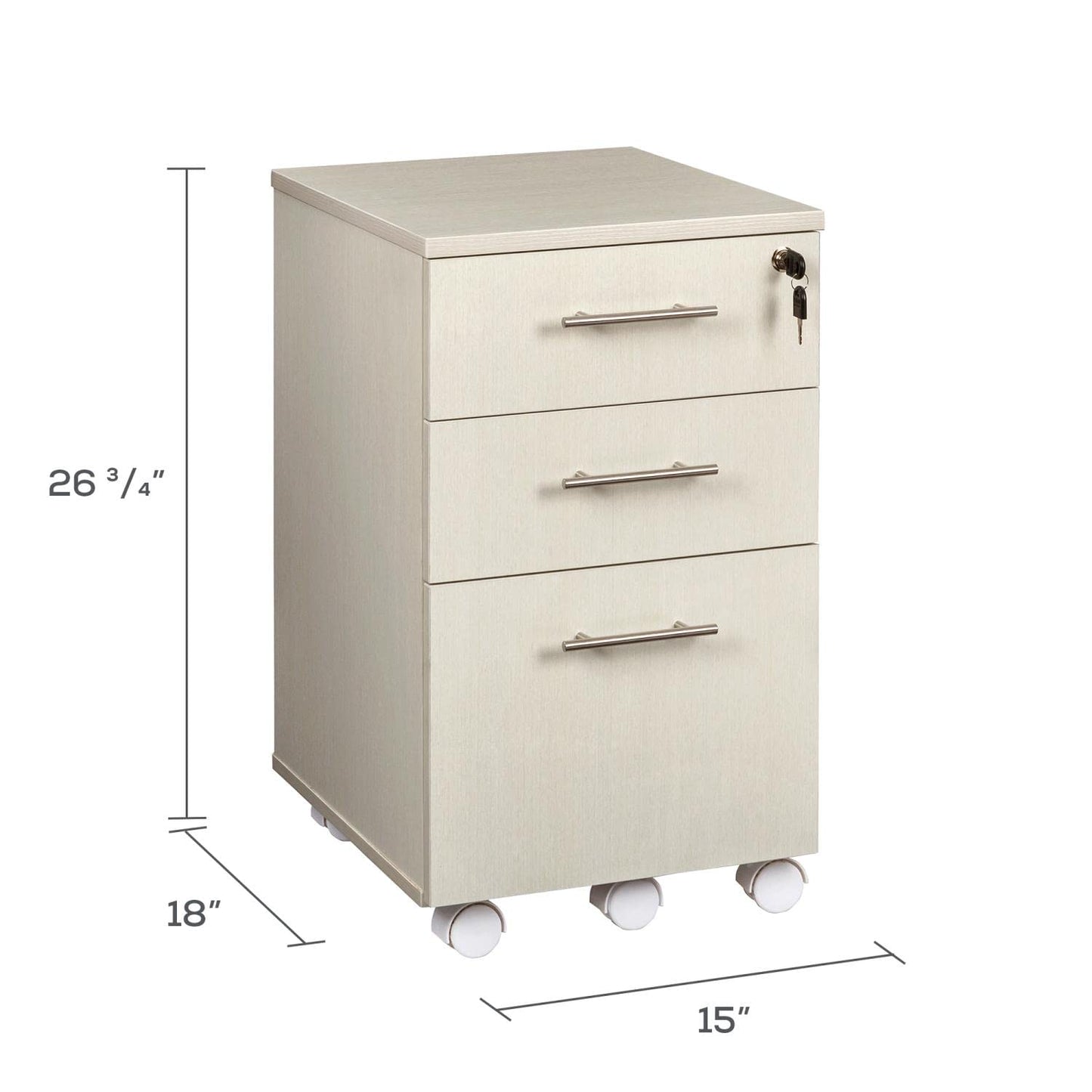 Safco Mayline MNBBFTSS Medina 3-Drawer Lockable Mobile File Cabinet, 26.75"H, Textured Sea Salt Laminate