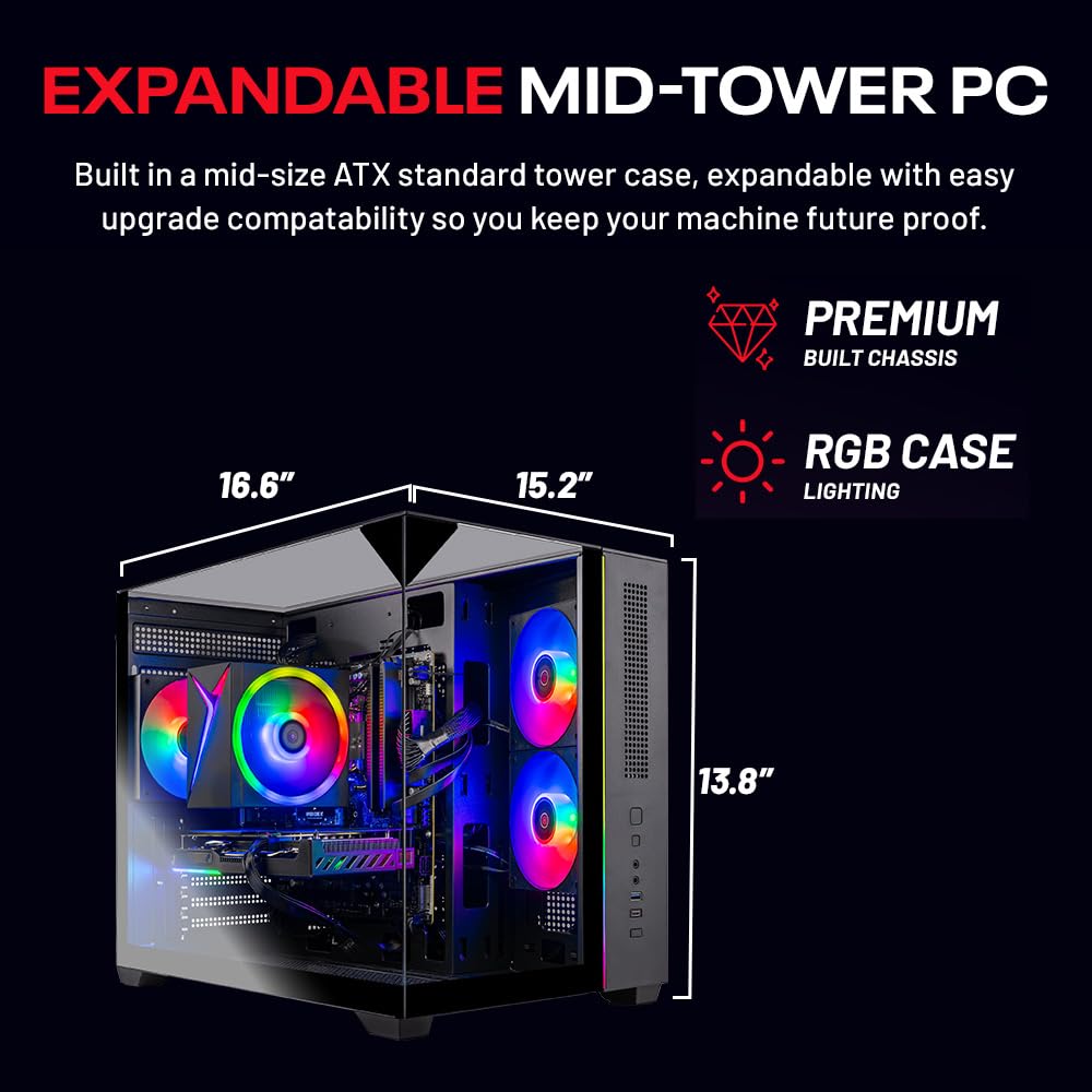 Skytech Gaming Crystal Gaming PC, AMD Ryzen 7 5700 3.7GHz, NVIDIA RTX 5060, 1TB NVMe SSD, 32GB DDR4 RAM 3200, 650W Gold PSU, Wi-Fi, Win 11, Desktop