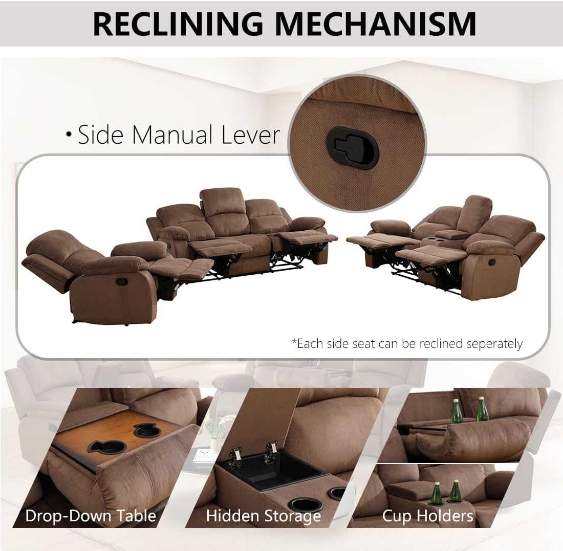 Trygoal Power Recliner Chair, Oversized Reclining Chair with Home Theater Seating, Oversized Single Electric Recliner Breathable Living Room Chairs for Adults Reading Gaming, Brown