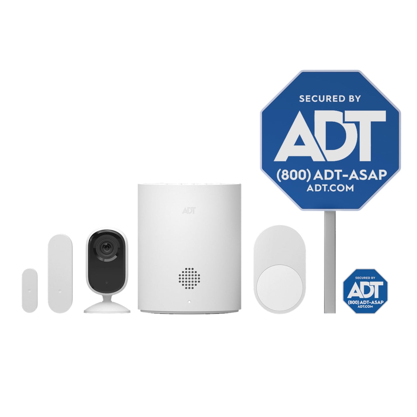 ADT Blu Indoor Camera Kit, DIY Home Security System with 2K Indoor Security Camera, Door/Window Sensor, Motion Detector, Night Vision, Two-Way Audio, Pet-Friendly Camera, ADT+ App Control