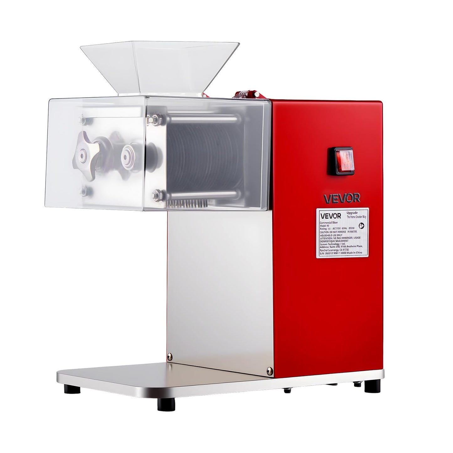VEVOR Meat Cutting Machine, 850W Commercial Slicer, 3.5mm Heavy Duty Stainless Steel Blade Shredder for Boneless Meat Soft Vegetables, Electric Food Slicers for Kitchen Restaurant Supermarket