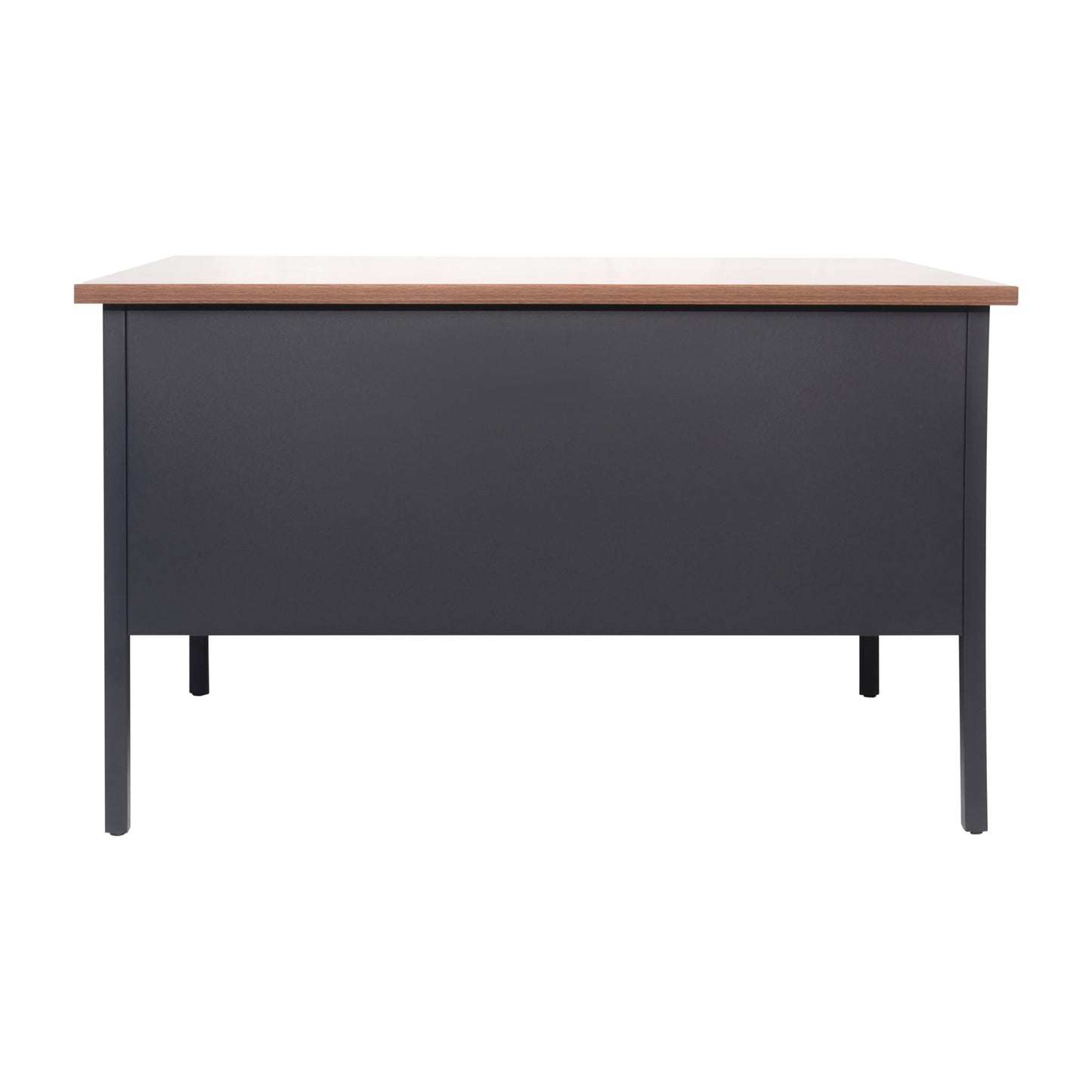 Flash Furniture Cambridge Right Side Single Pedestal Desk with 3 Locking Drawers, Commercial Grade Teacher's or Office Desk, 30x48, Metal Frame, Walnut/Black