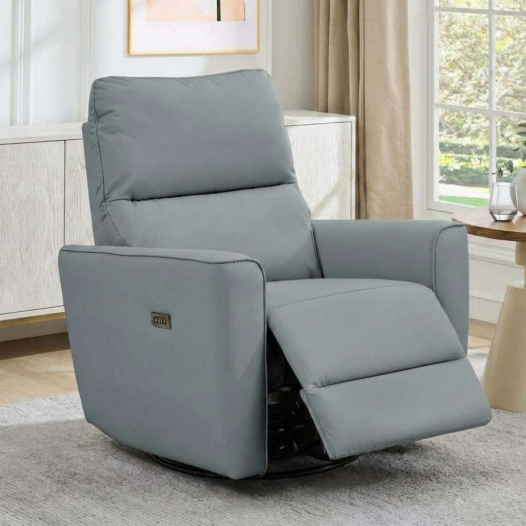 Garvee Power Swivel Glider Recliner Chair with USB Port & Lumbar Support – Effortless Rocking, Recline & Comfort for Living Room, Nursery & Home Theater